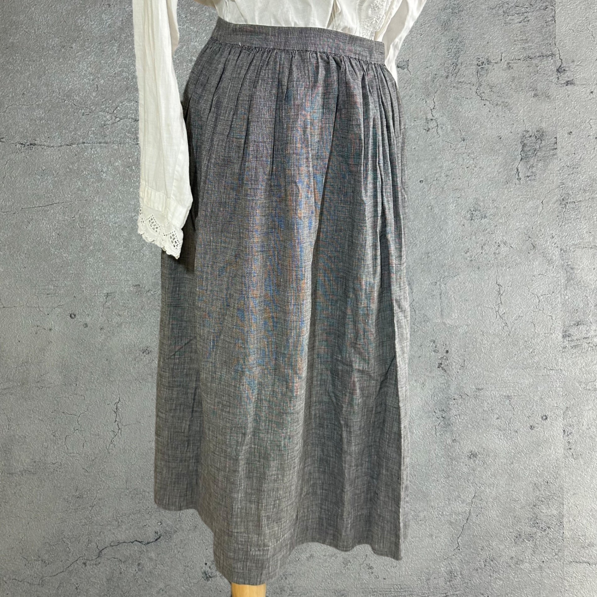Euro vintage(ヨーロッパヴィンテージ) pokets_front two pokets tacked skirt フロントポケット付きタックデニムスカート 表記無し(S～M程度) ブルーグレー
