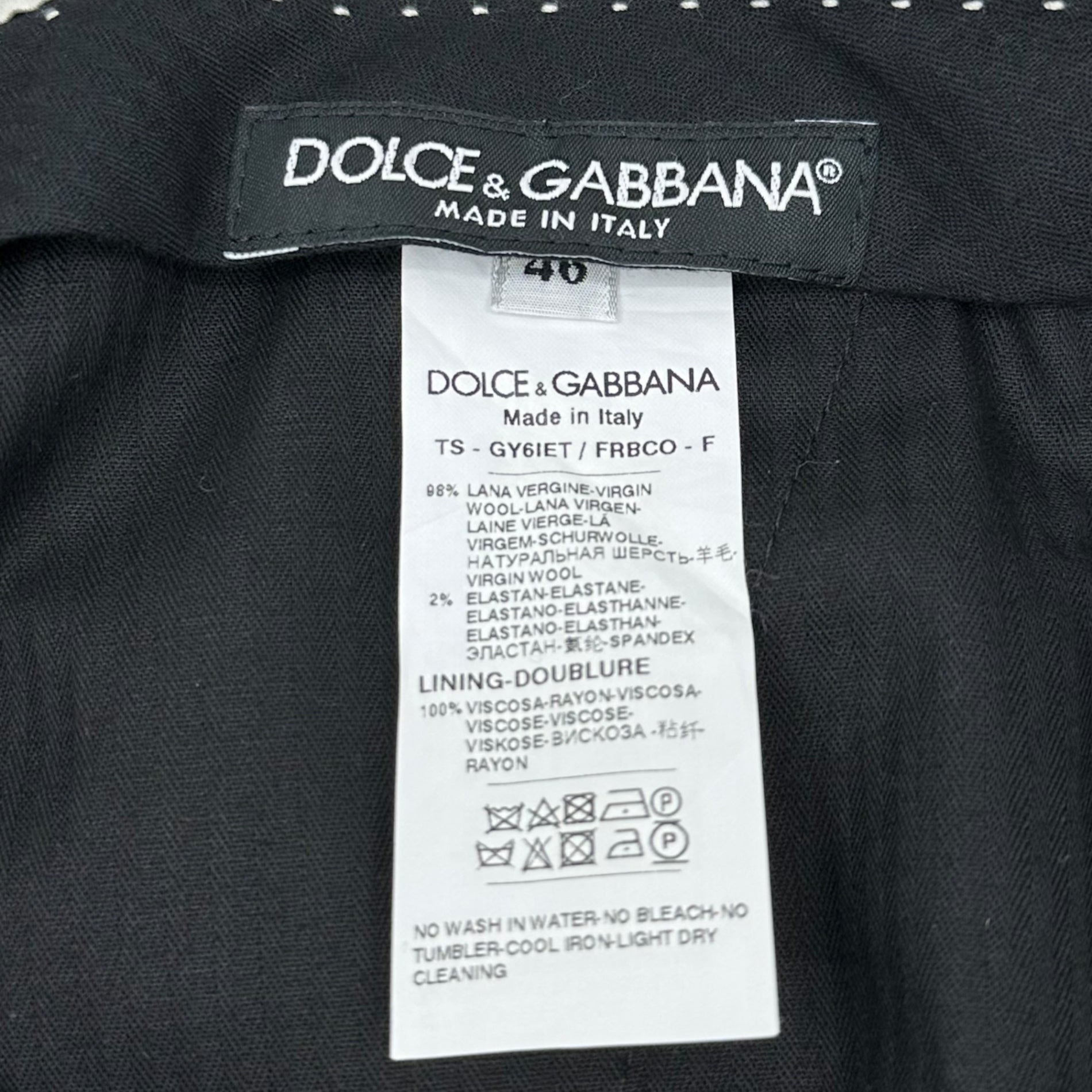 DOLCE&GABBANA(ドルチェ&ガッバーナドルガバ) Wool Gabardine Striped Slacks ウール ギャバジン ストライプ スラックス 46 ブラック×ホワイト スリム パンツ