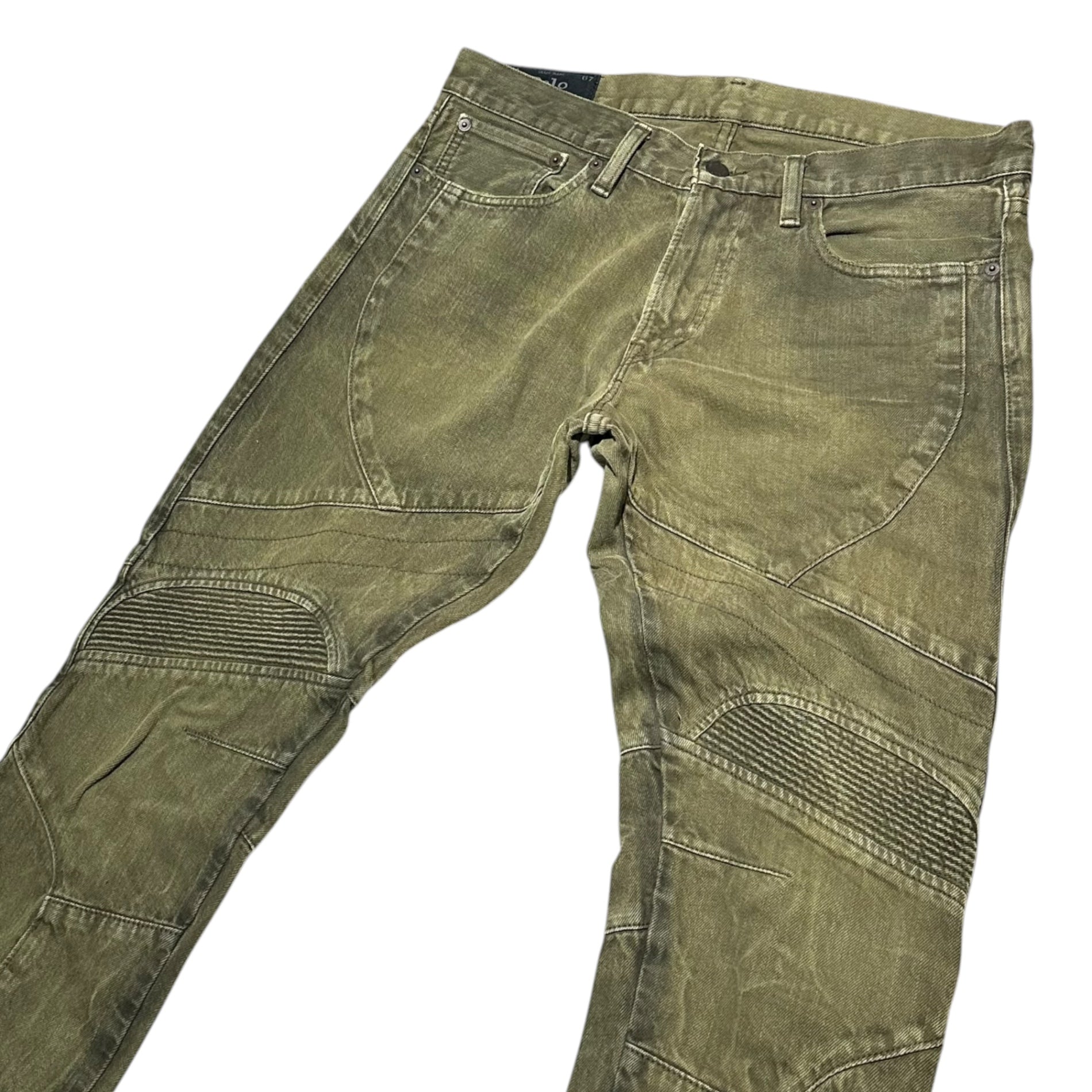 POLO RALPH LAUREN(ポロラルフローレン) Hem Zip Biker Denim Pants 裾 ジップ バイカー デニム パンツ 710562583003 W32 カーキ