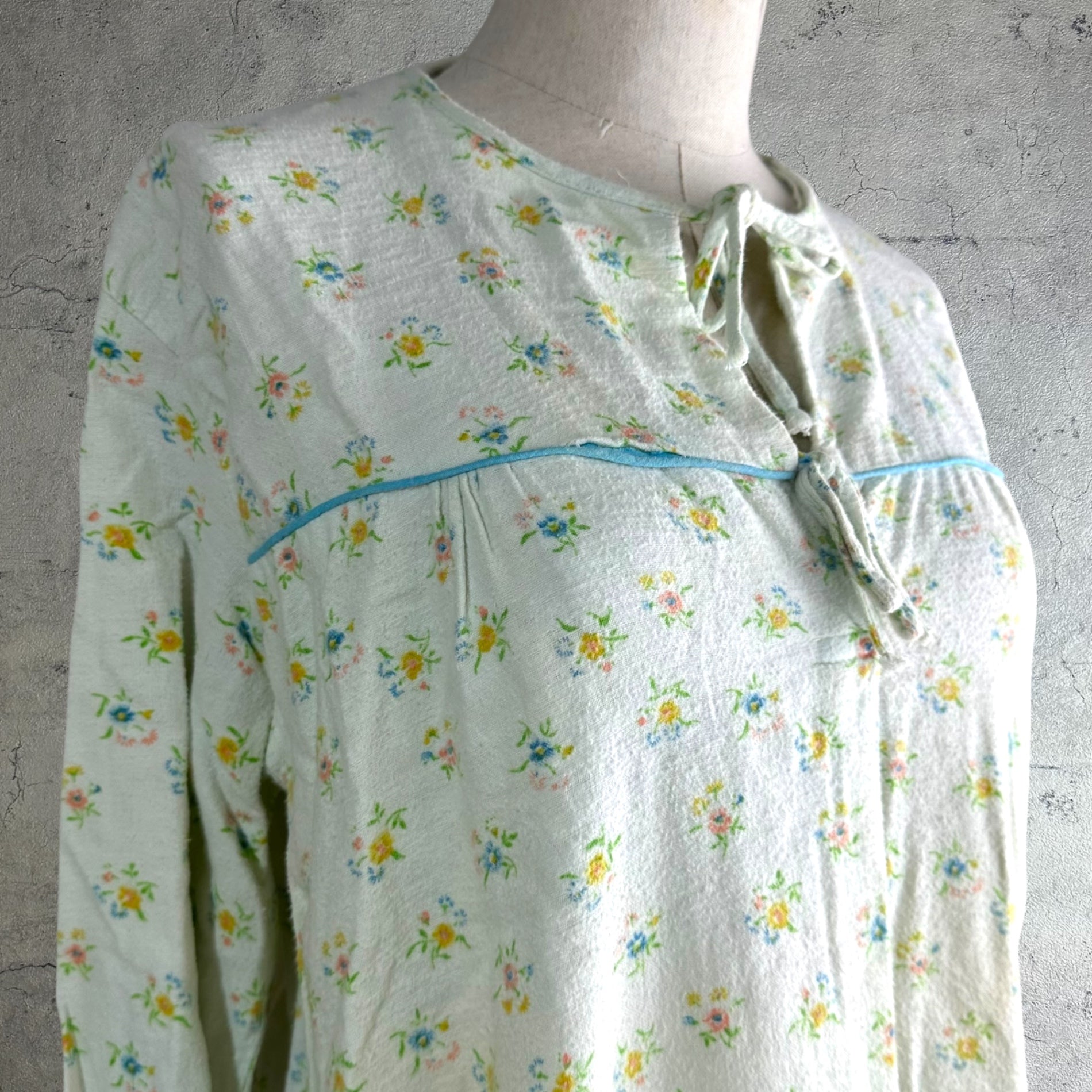 VINTAGE(ヴィンテージ) 70's flower printed lomg onepiece 花柄の長袖ロング丈ワンピース 38(M~L程度) グリーン