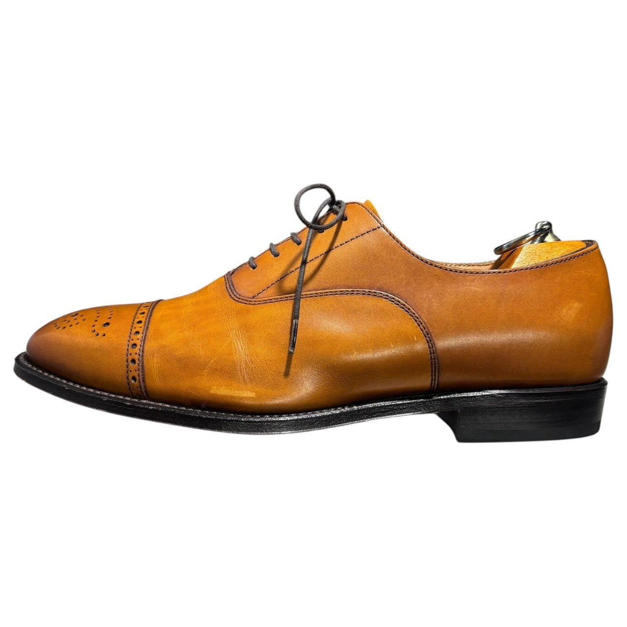REGAL(リーガル) JAPAN made worth collection Straight-Tip Medallion Leather Shoes ストレートチップ メダリオン レザー シューズ V246 FS 25.5cm ライトブラウン ドレス 内羽 シューキーパー付
