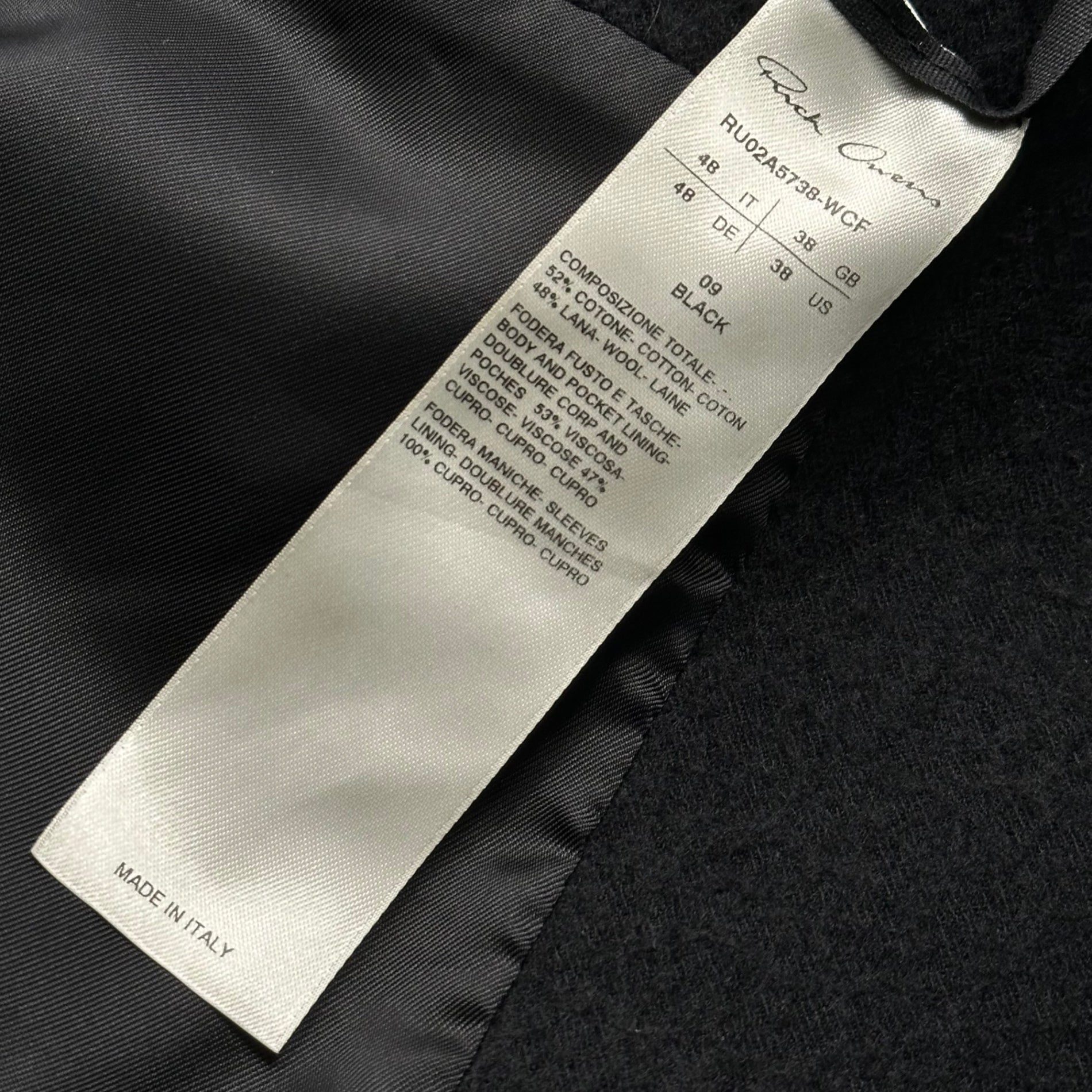 Rick Owens(リックオウエンス) Cotton-Wool Brushed 1B Blazer Jacket