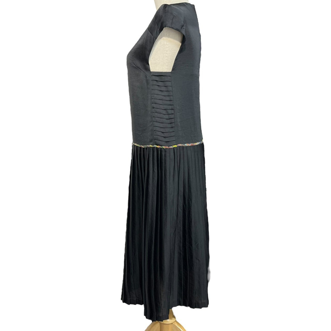 DRIES VAN NOTEN(ドリスヴァンノッテン) Pleated switching sleeveless dress プリーツ 切替 ノースリーブ ワンピース 36(S) ブラック