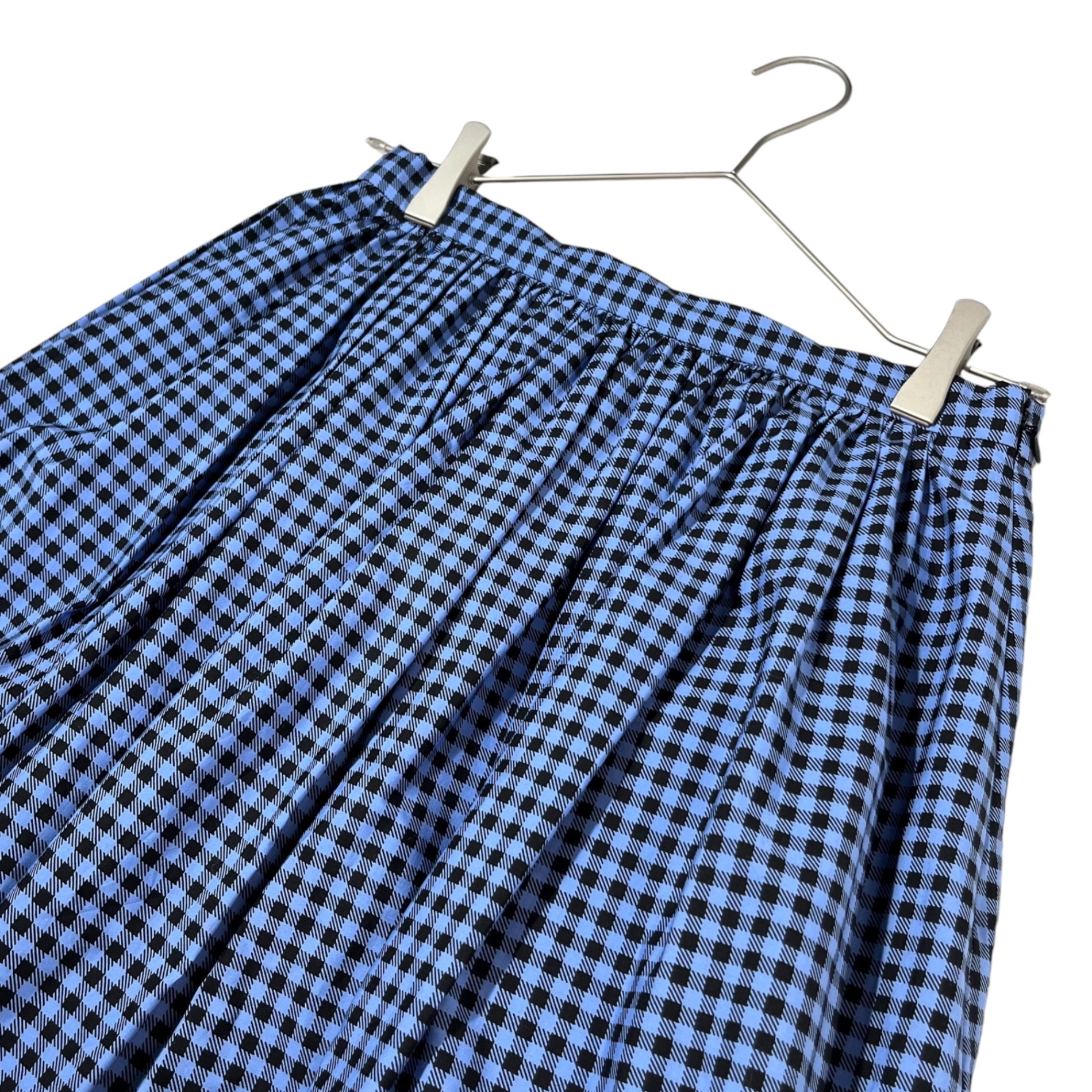 PRADA(プラダ) 17SS Checked skirt with ruffled hem 裾フリル装飾 チェック スカート APD2017 3307 38 ブルー×ブラック