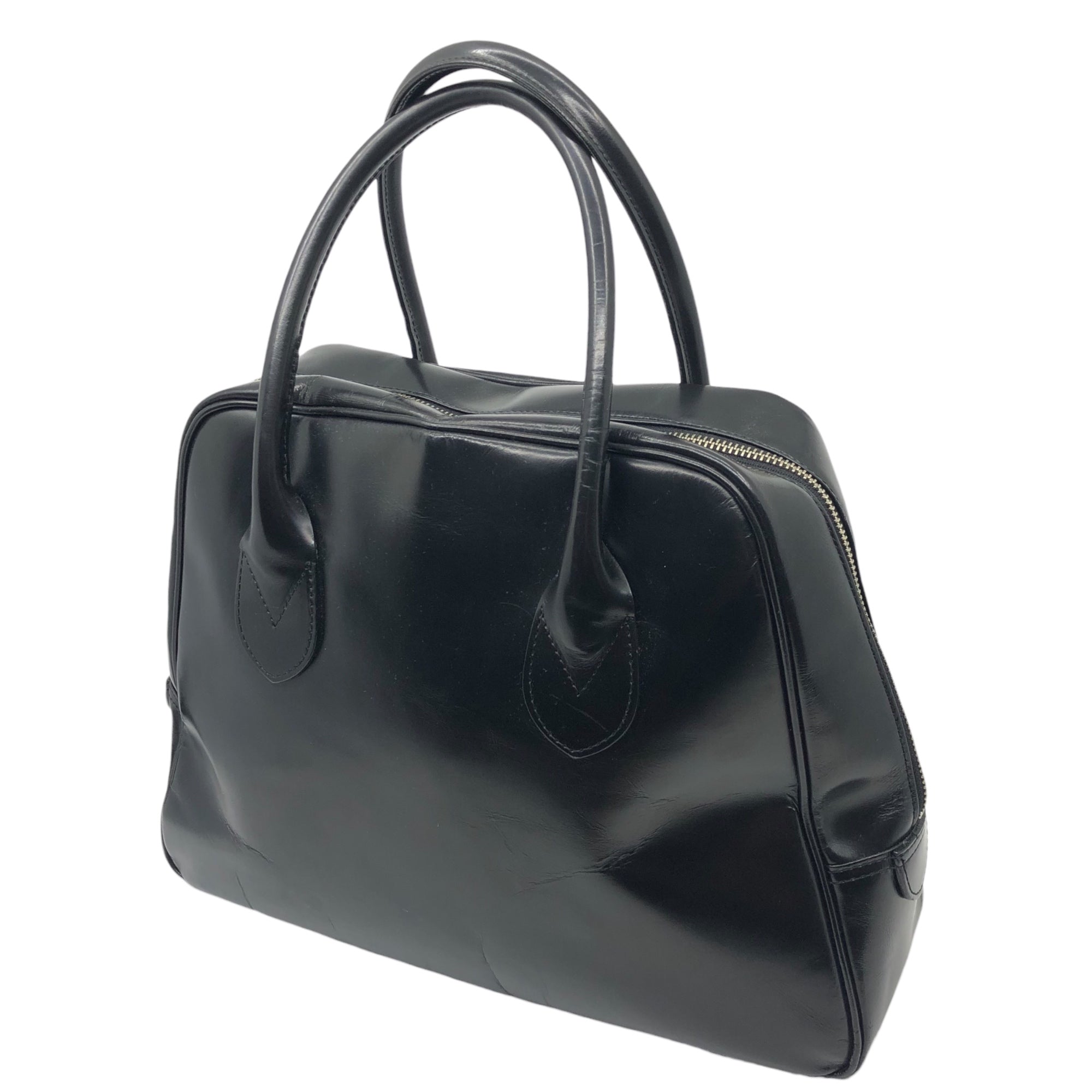 COMME des GARCONS(コムデギャルソン) Aoyama limited leather trapezoid bag 青山限定 レザー台形バッグ 牛革 ブラック