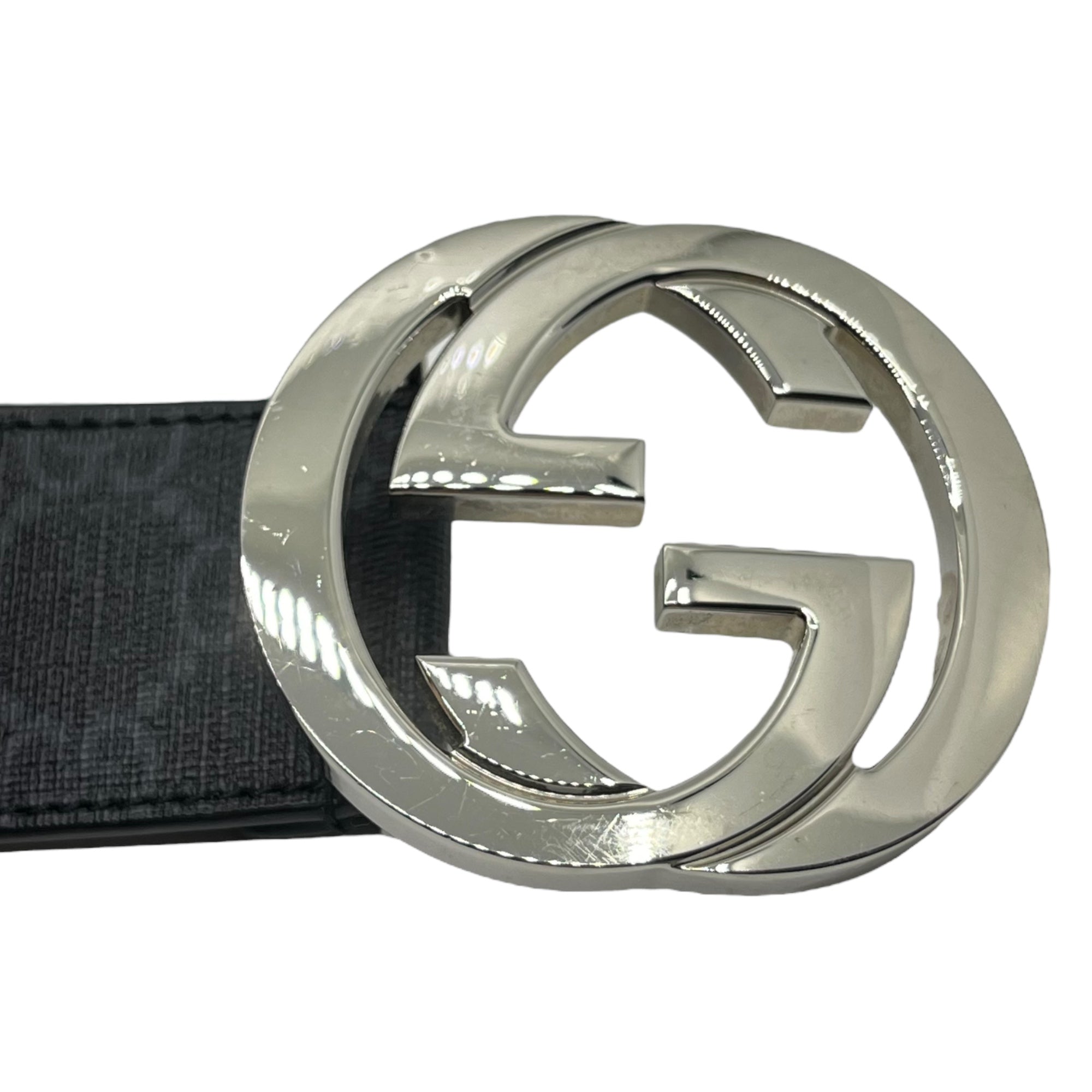 GUCCI(グッチ) Interlocking G Buckle GG Supreme Canvas Belt インターロッキングG バックル GGスプリーム キャンバス ベルト 411924 525040 85・34 ブラック