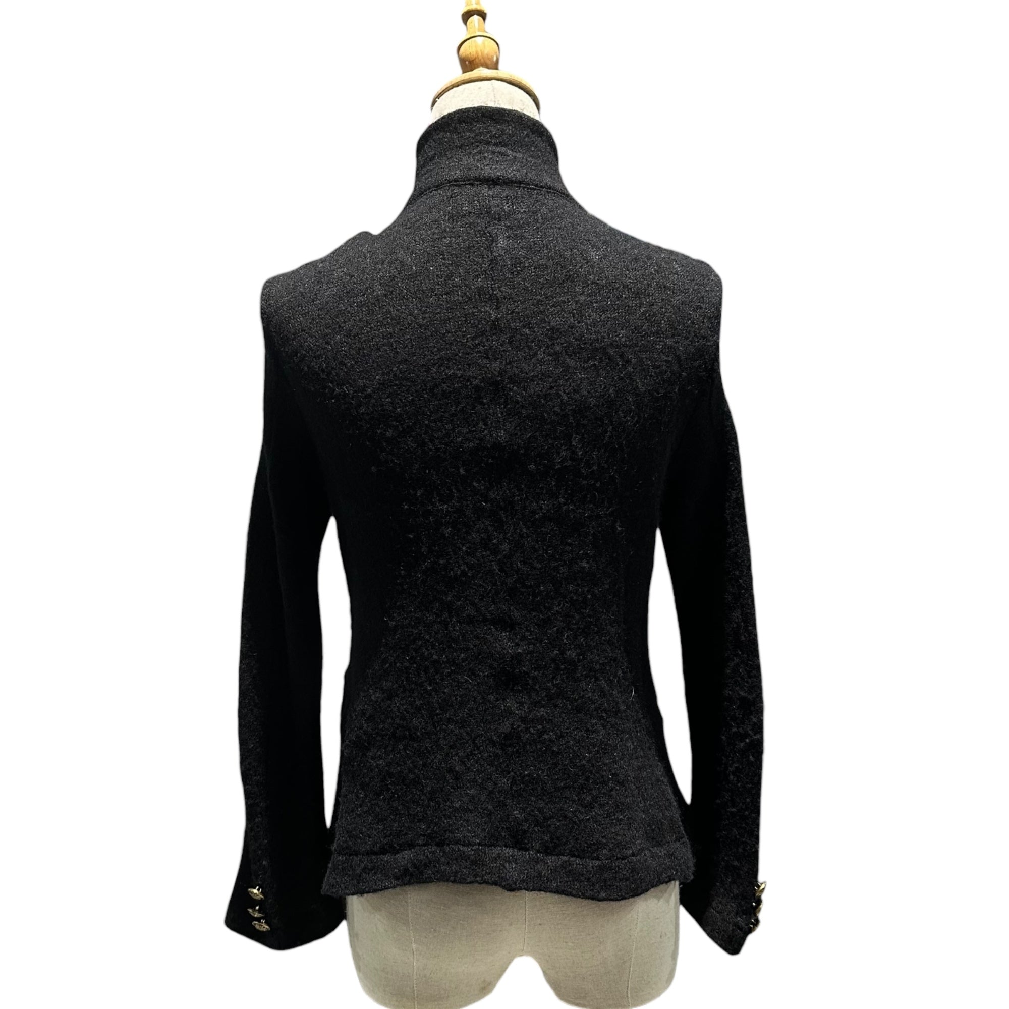 tricot COMME des GARCONS(トリココムデギャルソン) 11AW Mohair Blend Gold Button Wool Knit Jacket モヘア混 金ボタン ウール ニット ジャケット TH-T035 S ブラック×ゴールド AD2011