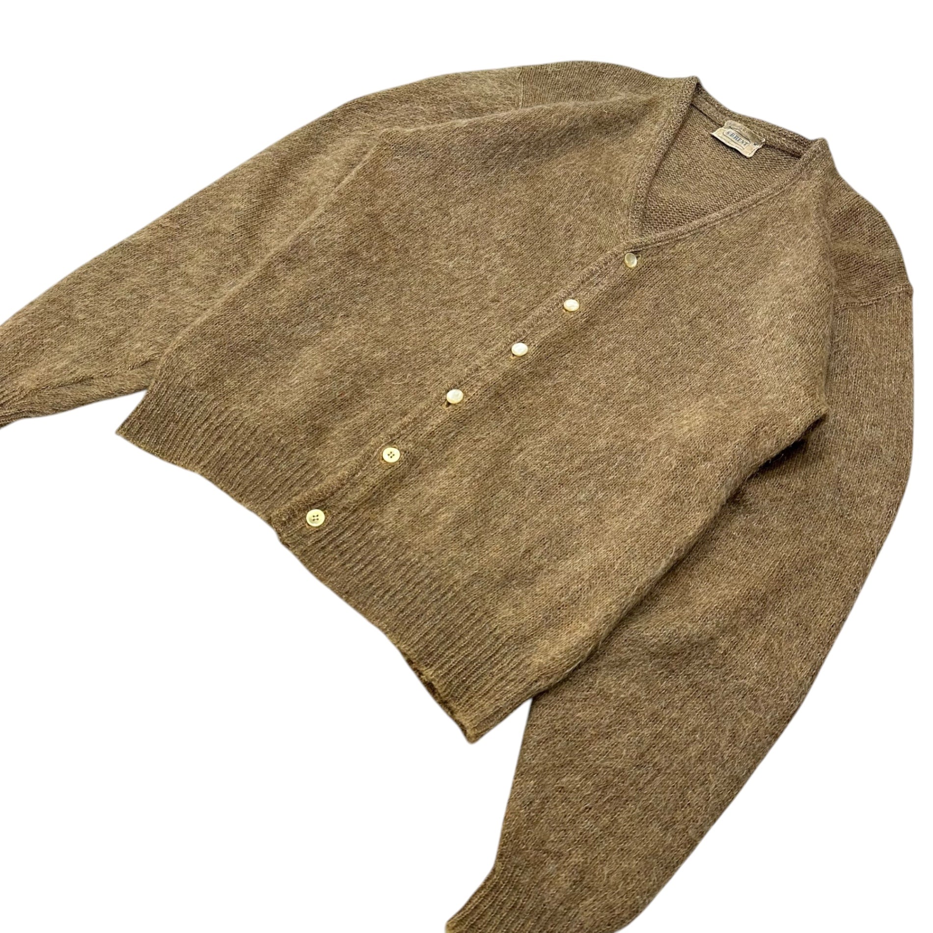 BRENT(ブレント) 60's Shaggy Mohair Cardigan シャギー モヘア カーディガン M ブラウン 60年代 MONTGOMERY WARD