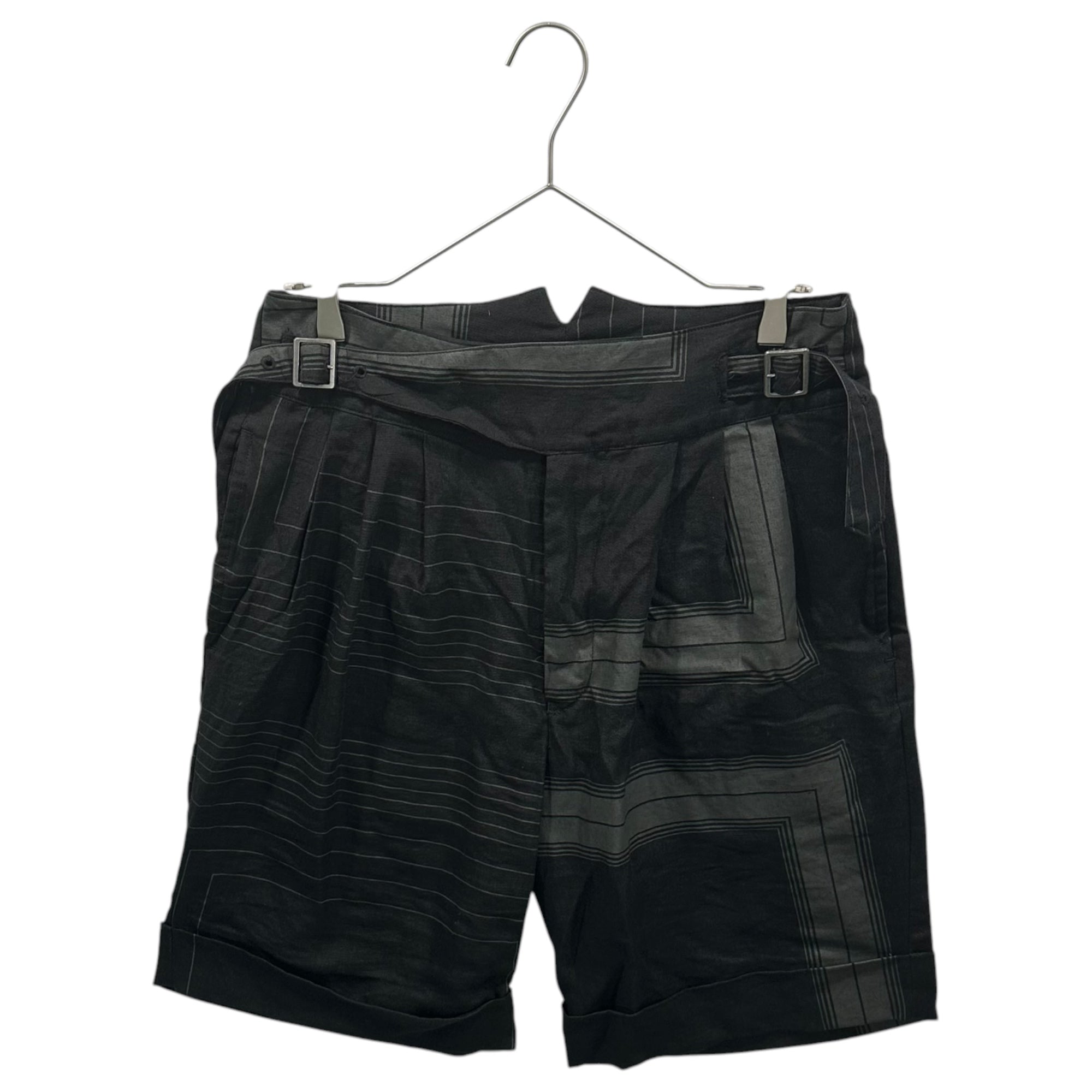 The Viridi-anne(ザヴィリディアン) 2021SS Square-Print Linen Ghurka Shorts スクエア プリント リネン グルカ ショーツ VI-3321-04 2 ブラック×グレー ハーフ ショート パンツ