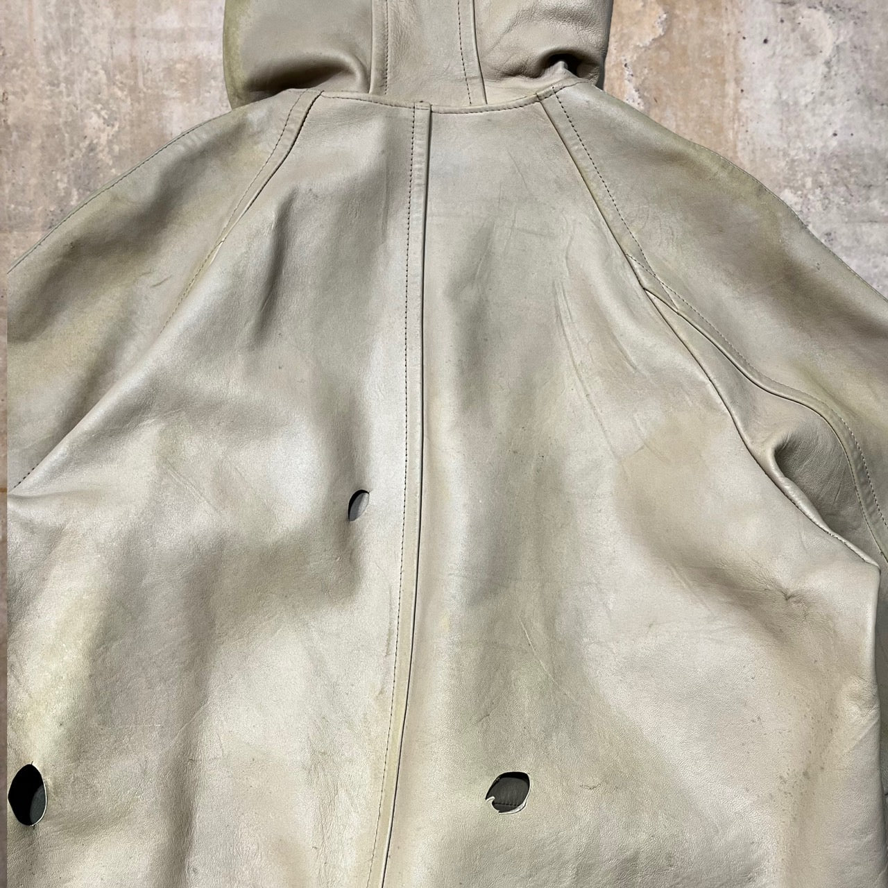 COMME des GARCONS HOMME(コムデギャルソンオム)  98AW distressed lamb leather parka/ダメージ加工ラムレザーパーカー/フーディ/田中啓一/ヴィンテージ/90年代 IJ-040730 SIZE M ベージュ AD1998 田中オム