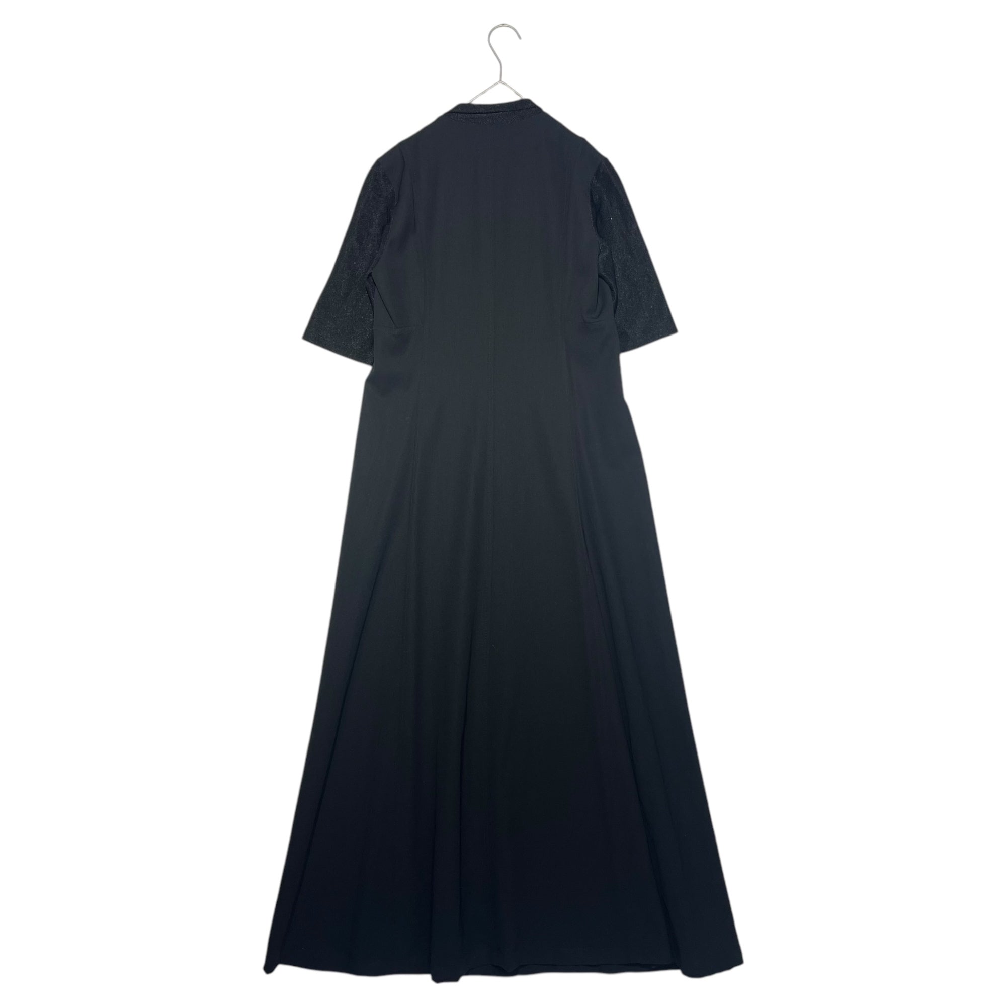 Y's(ワイズ) Center zip short sleeve wool maxi dress センタージップ 半袖 ウール マキシ ワンピース YN-D09-100 M ブラック