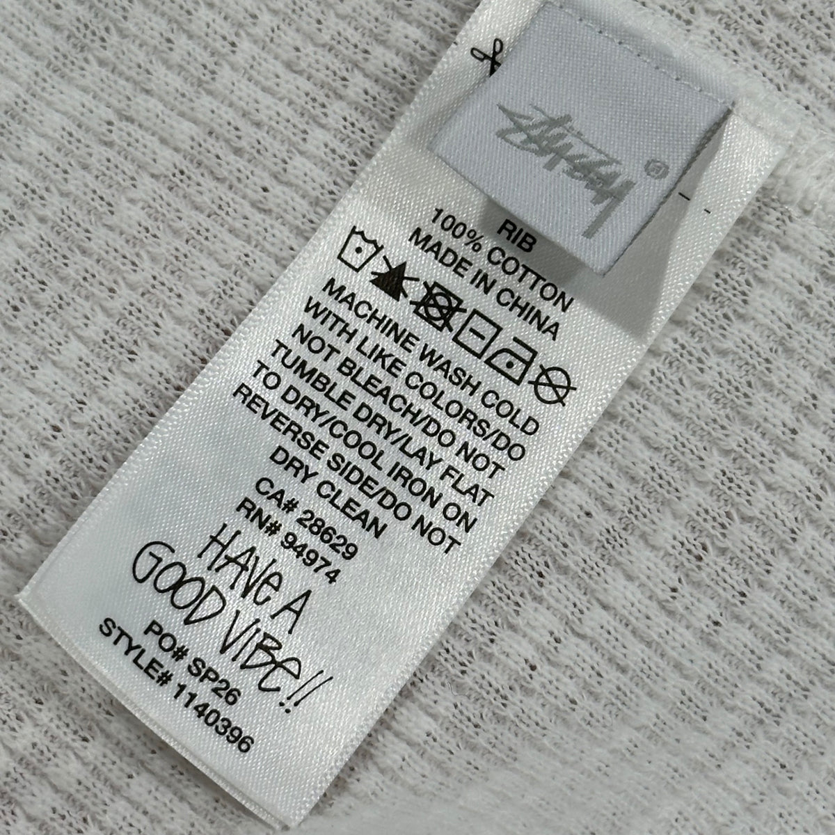 STUSSY(ステューシー) 2026SS Pigment Dyed LS Thermal ピグメントダイ サーマル 1140396 S ホワイト 長袖 カットソー