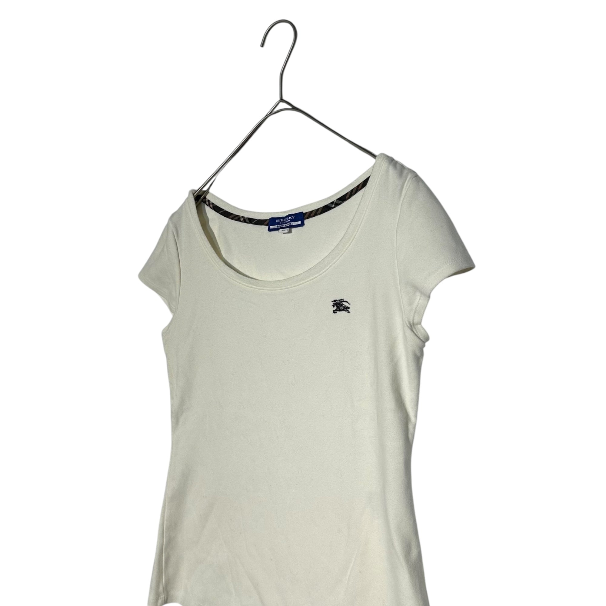 BURBERRY BLUE LABEL(バーバリーブルーレーベル) One-pointed logo short-sleeved cut and sewn ワンポイント ロゴ 半袖 カットソー FAF96-627-01 38(M程度) ホワイト