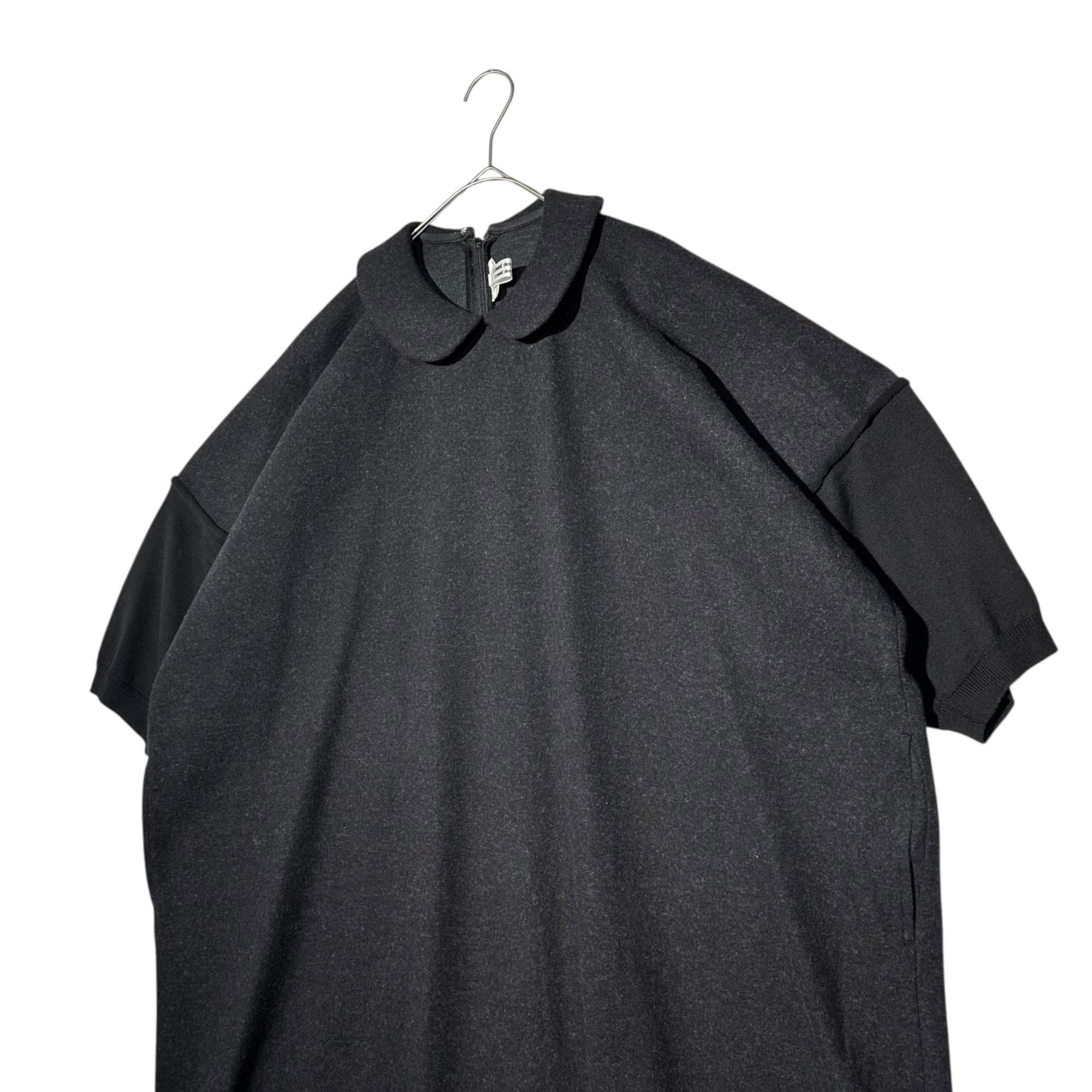COMME des GARCONS COMME des GARCONS(コムデギャルソンコムデギャルソン) 12AW Round-Neck Knit Oversized Sleeve-Split Dress 丸襟 ニット オーバーサイズ 袖切替 ワンピース LJ-O015 S ブラック AD2012 ロング