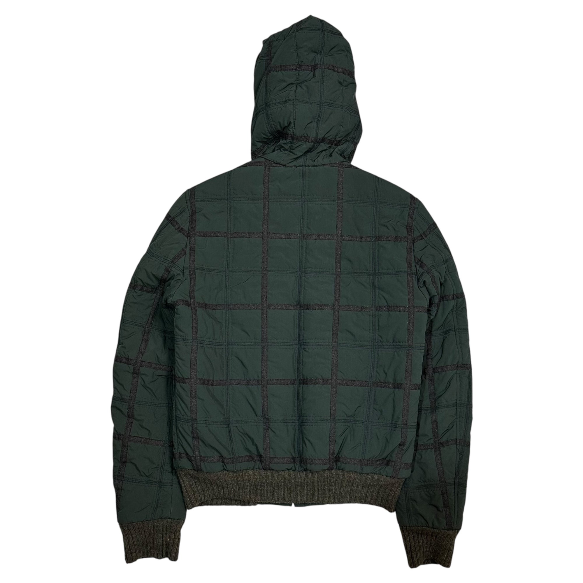 DOLCE&GABBANA(ドルチェ&ガッバーナドルガバ) Check Piping Hooded Padded Jacket チェック パイピング フーデット パテッド ジャケット G9AO0T FUMYY 46(M程度) グリーン×ブラウン