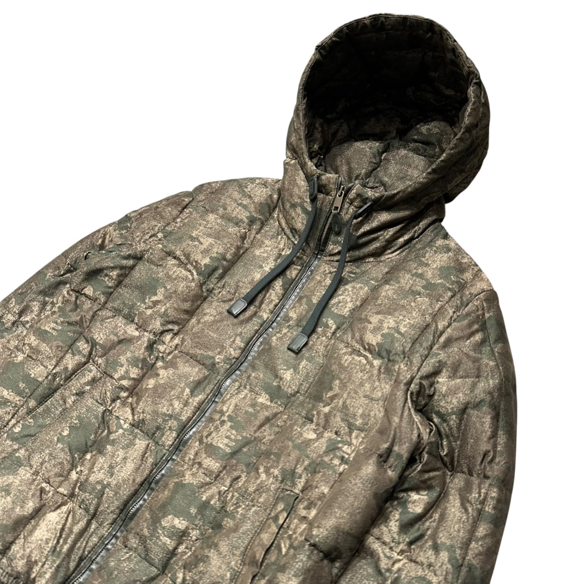 DOLCE&GABBANA(ドルチェ&ガッバーナドルガバ) Quilted Puffer Jacket - Camouflage キルティング パファー ジャケット - カモフラ G9ET1T G7DUN 44 カーキ 中綿 フーデッド