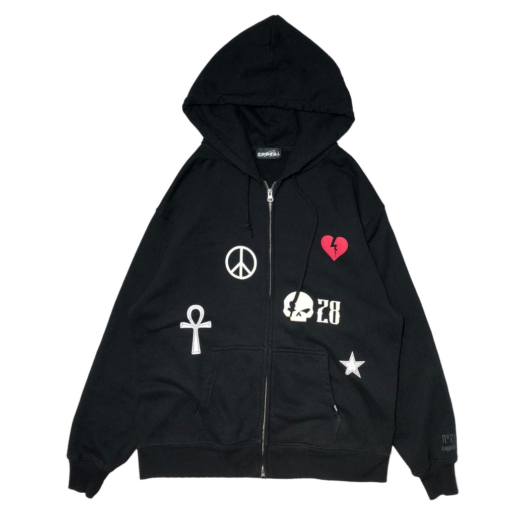 genzai(ゲンザイ) who28 genzai Zip Hoodie ワッペン ジップ パーカー 