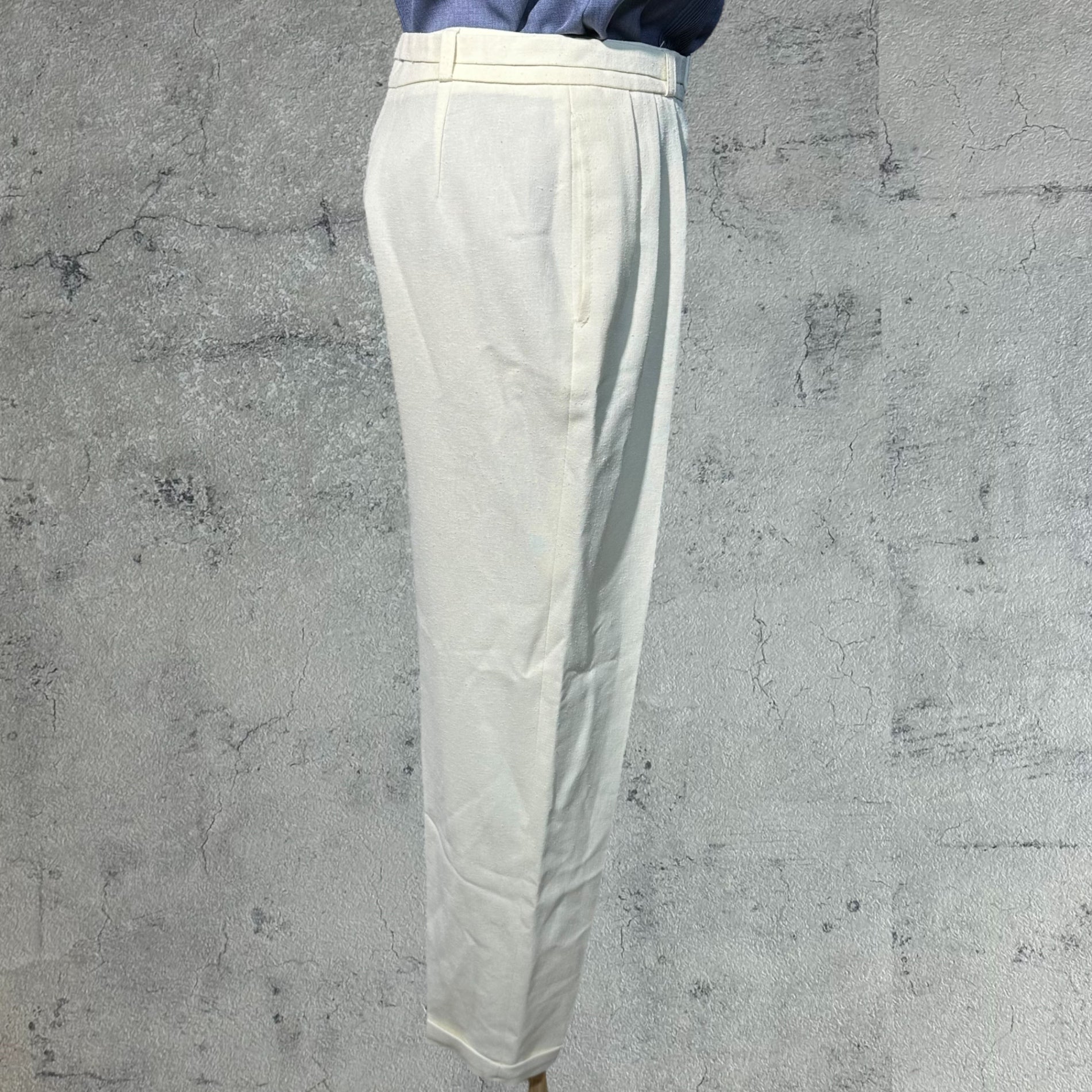 Euro Vintage(ヨーロッパヴィンテージ) Milky_60’s~ center press tac pants/センタープレスタックパンツ 表記なし(Mサイズ程度) ホワイト ベルト付属