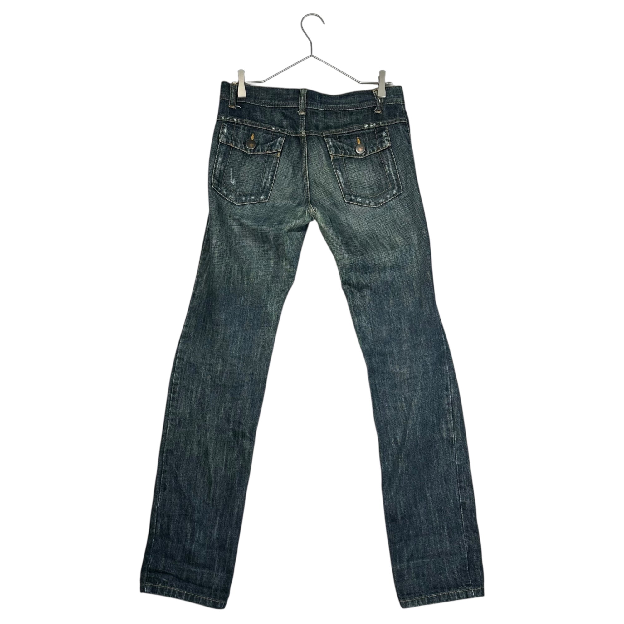 tricot COMME des GARCONS(トリココムデギャルソン) 05SS Damaged Back Flap Pockets Slim Denim Pants ダメージ加工 バック フラップ ポケット スリム デニム パンツ TO-P060 M インディゴ AD2004