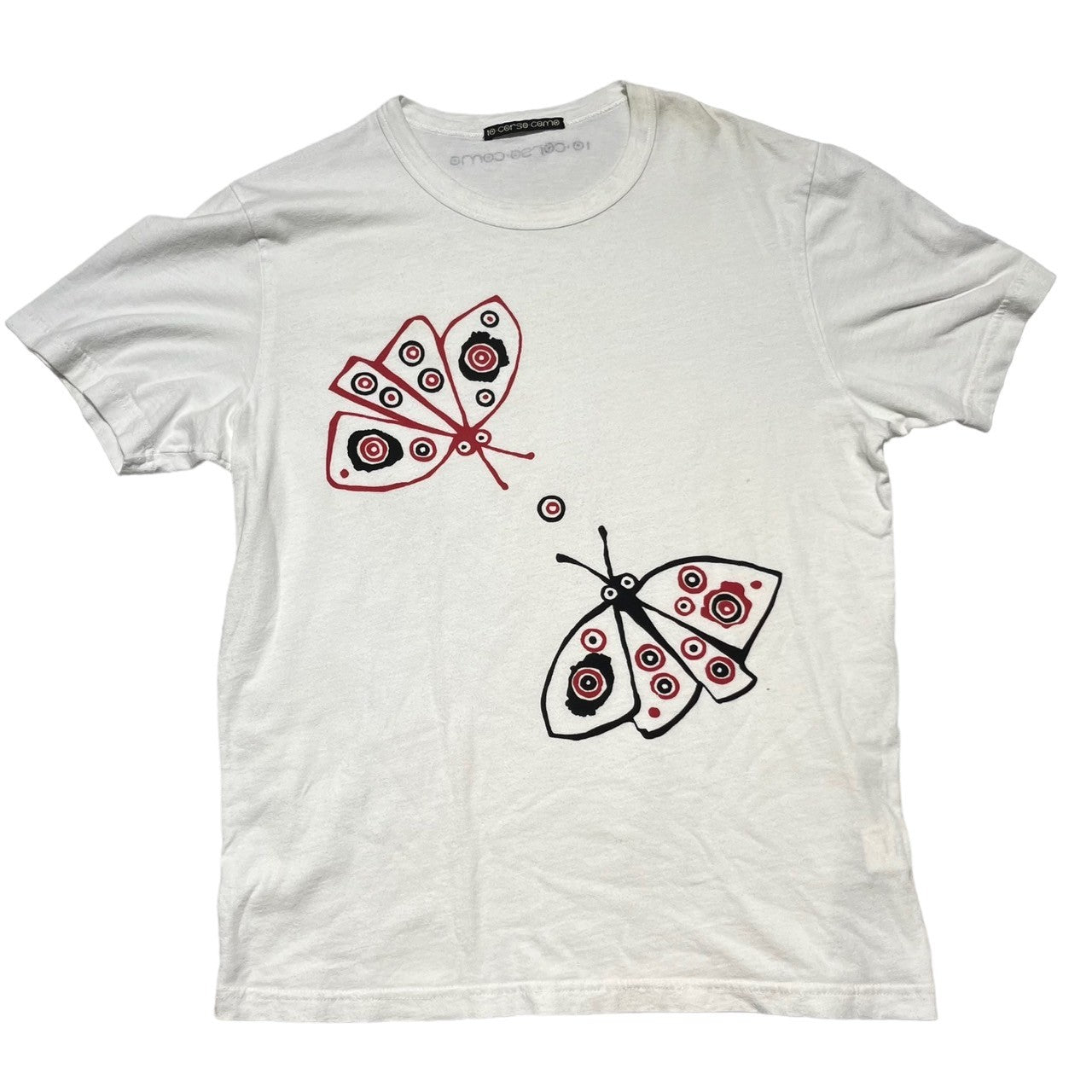 10 corso como(ディエチコルソコモ) 90's dot butterfly t-shirt ドット バタフライ Tシャツ 90年代 M ホワイト×ピンク イタリア製