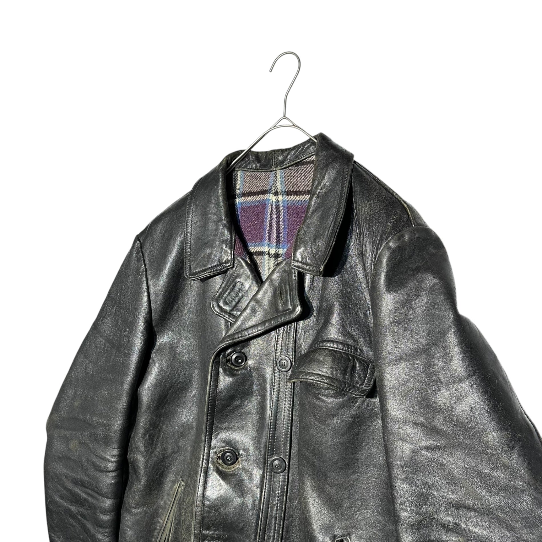 G.V.F(ジーブイエフ) 70's French Vintage Le Corbusier Jacket フレンチ ヴィンテージ コルビジェ ジャケット 表記無(L程度) ブラック 推定 70年代 ヴィンテージ レザー graulhet社