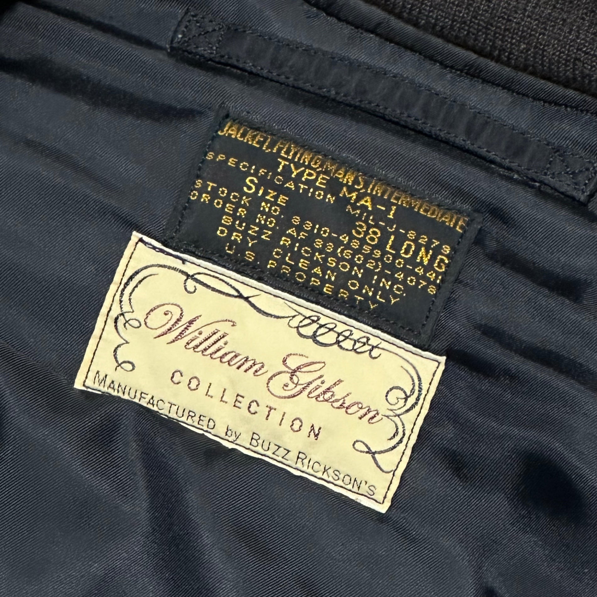 BUZZ RICKSON’S(バズリクソンズ) William Gibson Collection Military Bomber MA-1 Jacket ウィリアムギブソンコレクション ミリタリー ボンバー MA-1 ジャケット 8310-485900-441 38LONG ブラック