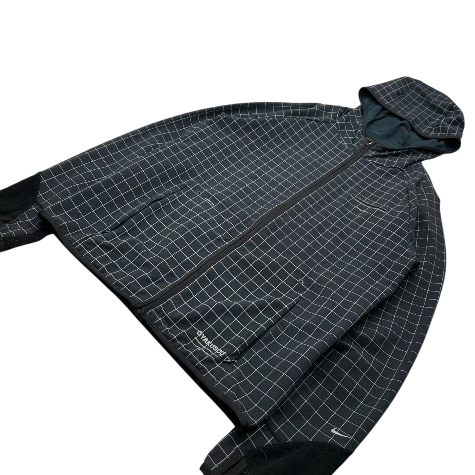GYAKUSOU × AFFA(ギャクソウ × エーエフエフエー) Spider Check Zip-Up Hoodie スパイダーチェック ジップアップ フーデッド ジャケット パーカー 419068-010 M ブラック×ホワイト パーカー コラボ NIKE × UNDERCOVER アンダーカバー 名作 稀少品