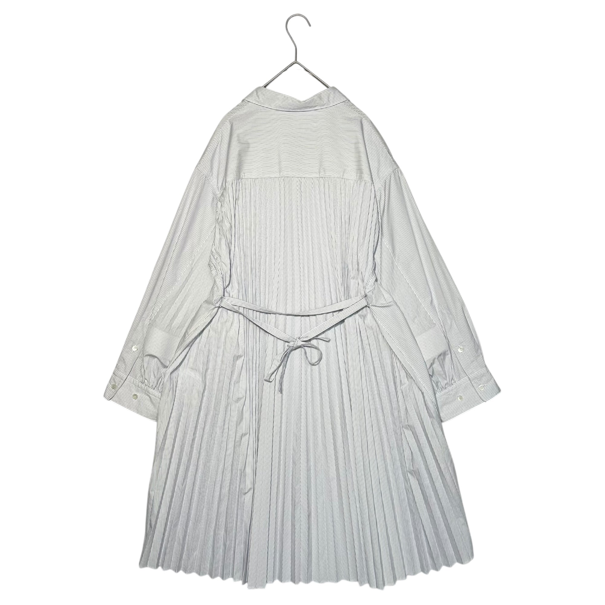 COMME des GARCONS JUNYA WATANABE(コムデギャルソンジュンヤワタナベ) 18AW Back Pleated Striped Shirt Dress バルーン スリーブ バック プリーツ ストライプ シャツ ワンピース JB-O024 XS ホワイト AD2018