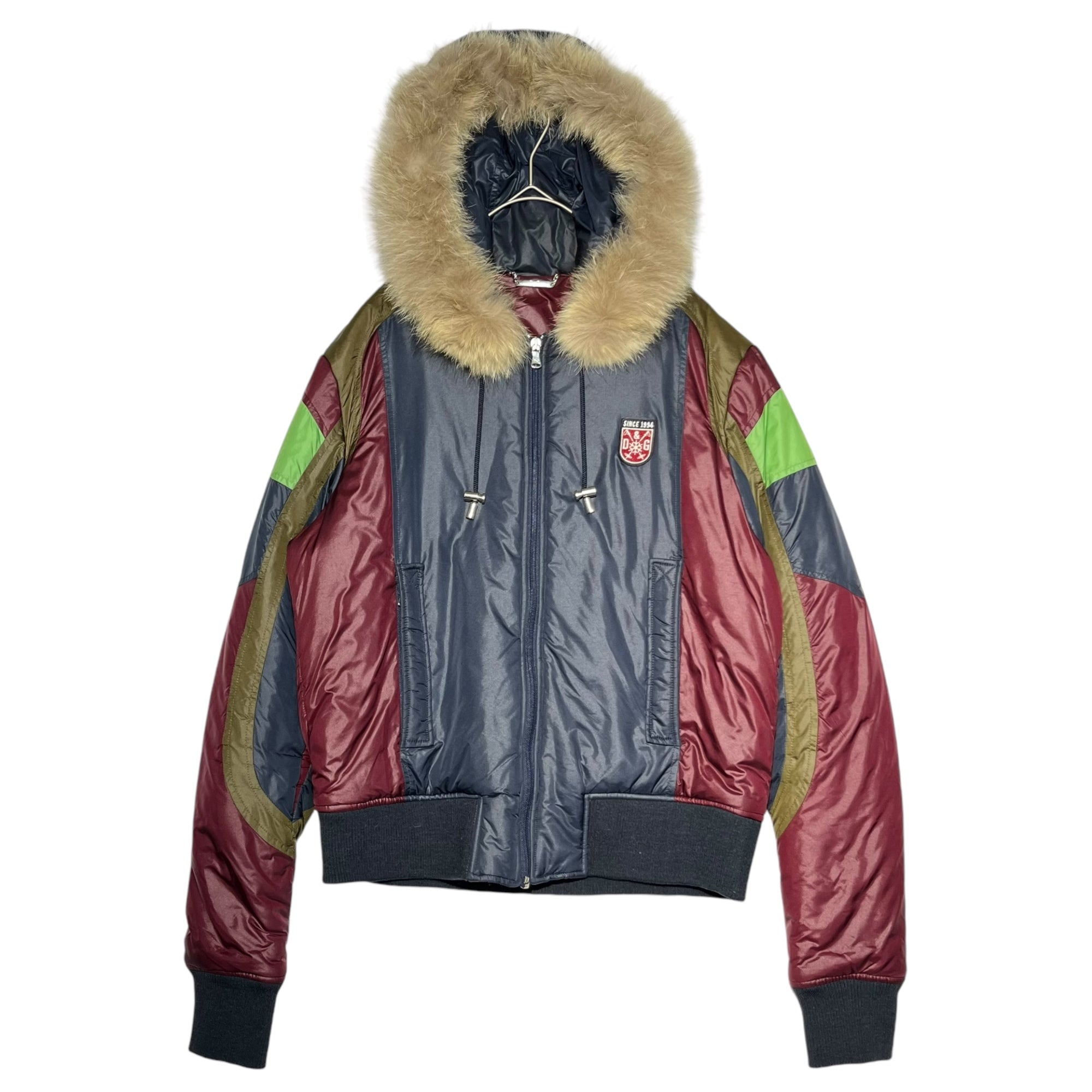 D&G(ディー&ジー ドルガバ ドルチェ&ガッバーナ) 00's Multicolor Hooded Fur Paddet Jacket マルチカラー フーデット ファー付 中綿 ジャケット RB0446 46(M程度) マルチカラー