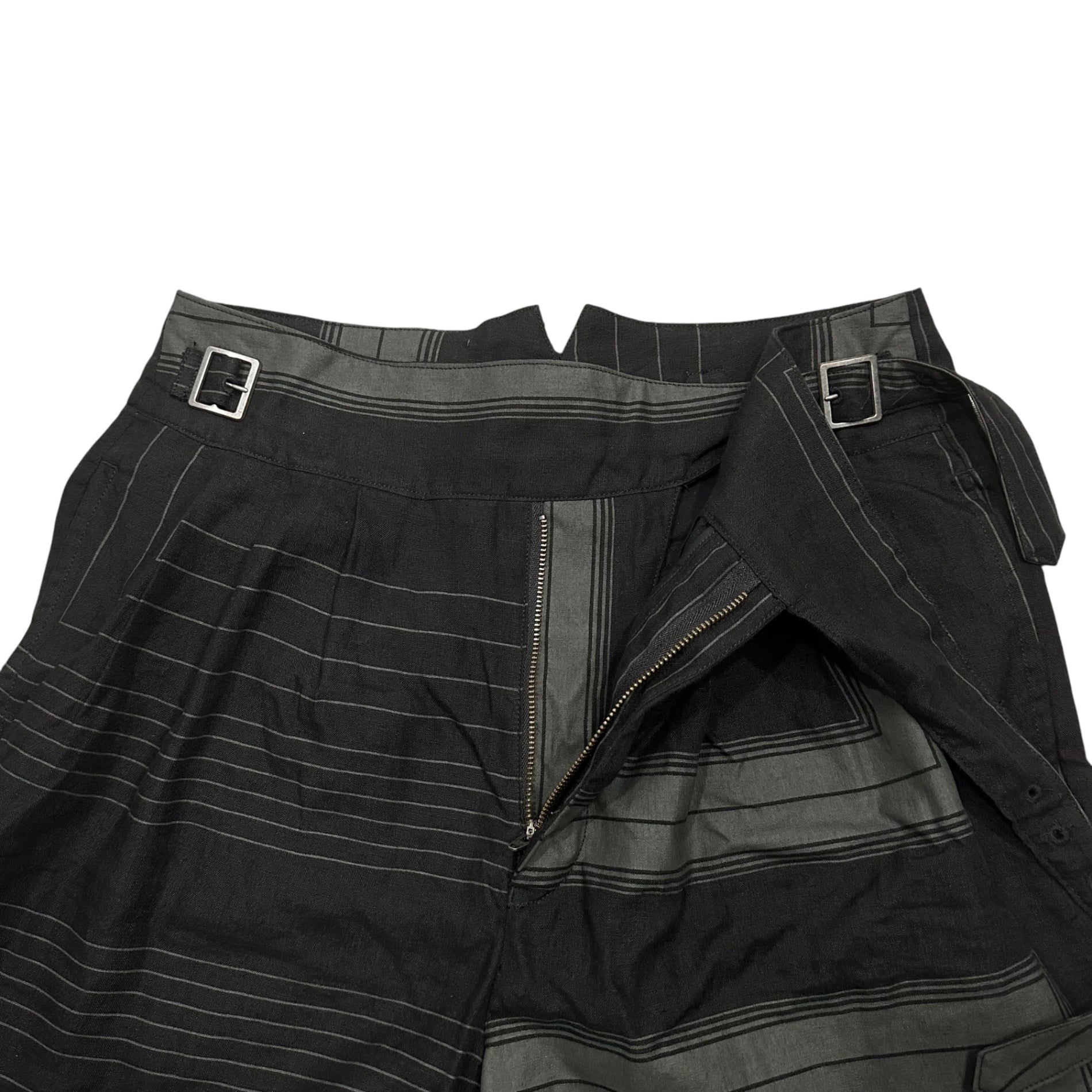 The Viridi-anne(ザヴィリディアン) 2021SS Square-Print Linen Ghurka Shorts スクエア プリント リネン グルカ ショーツ VI-3321-04 2 ブラック×グレー ハーフ ショート パンツ