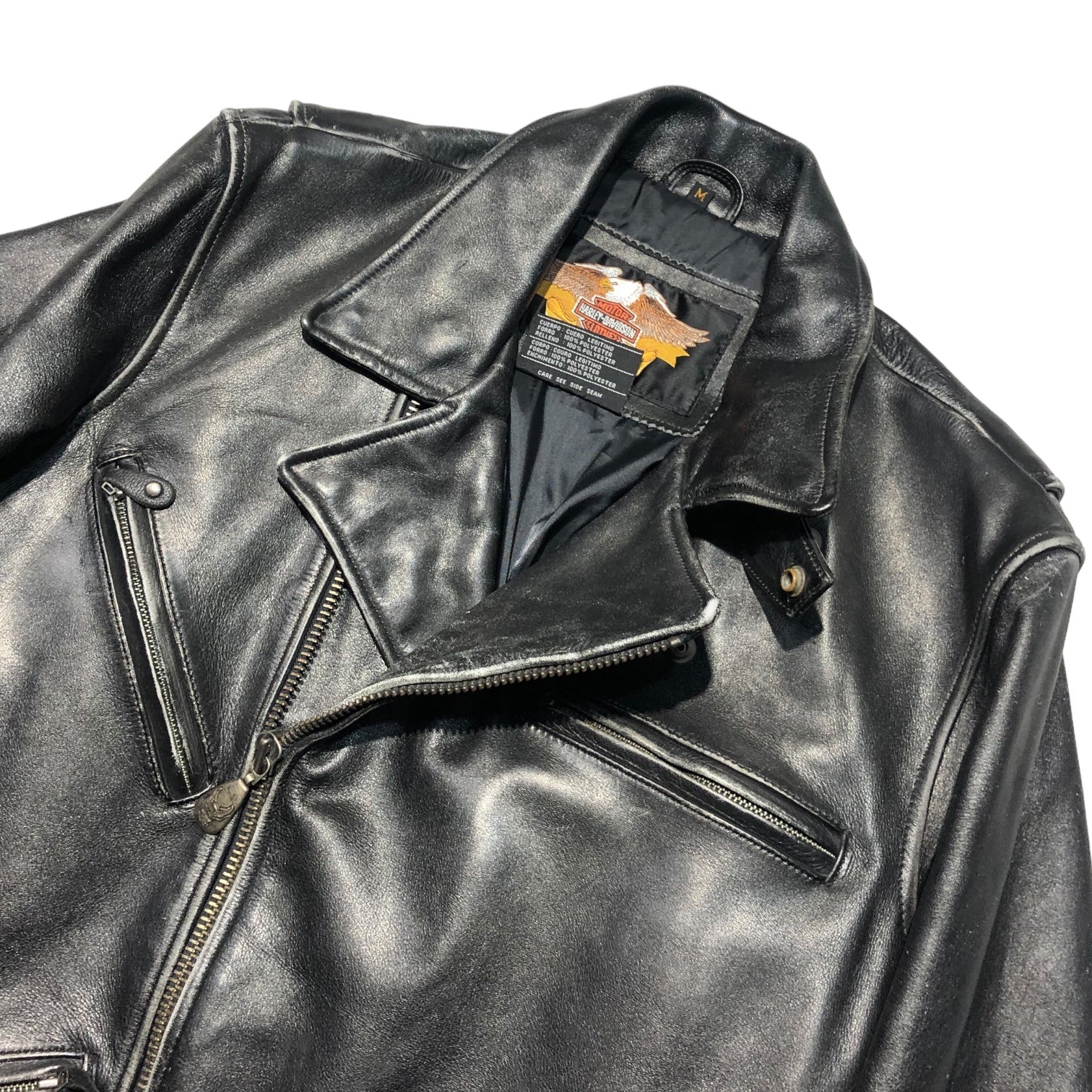 HARLEY DAVIDSON(ハーレーダビッドソン) back logo double rider jacket バックロゴ ライダース ジャケット M ブラック