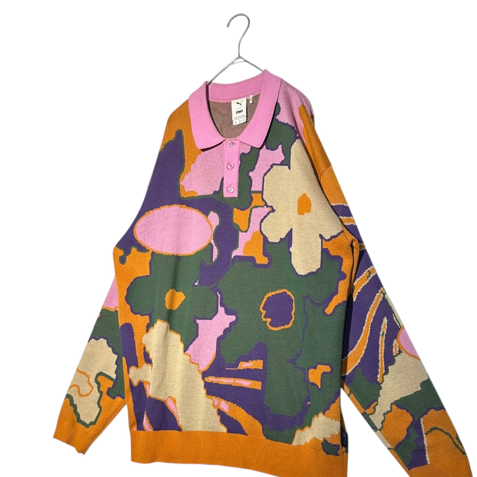 PUMA×PAM(プーマ×パム) 22AW M P.A.M. KNITTED LONGSLEE 長袖 ニット ポロ シャツ 536004-66 M マルチ