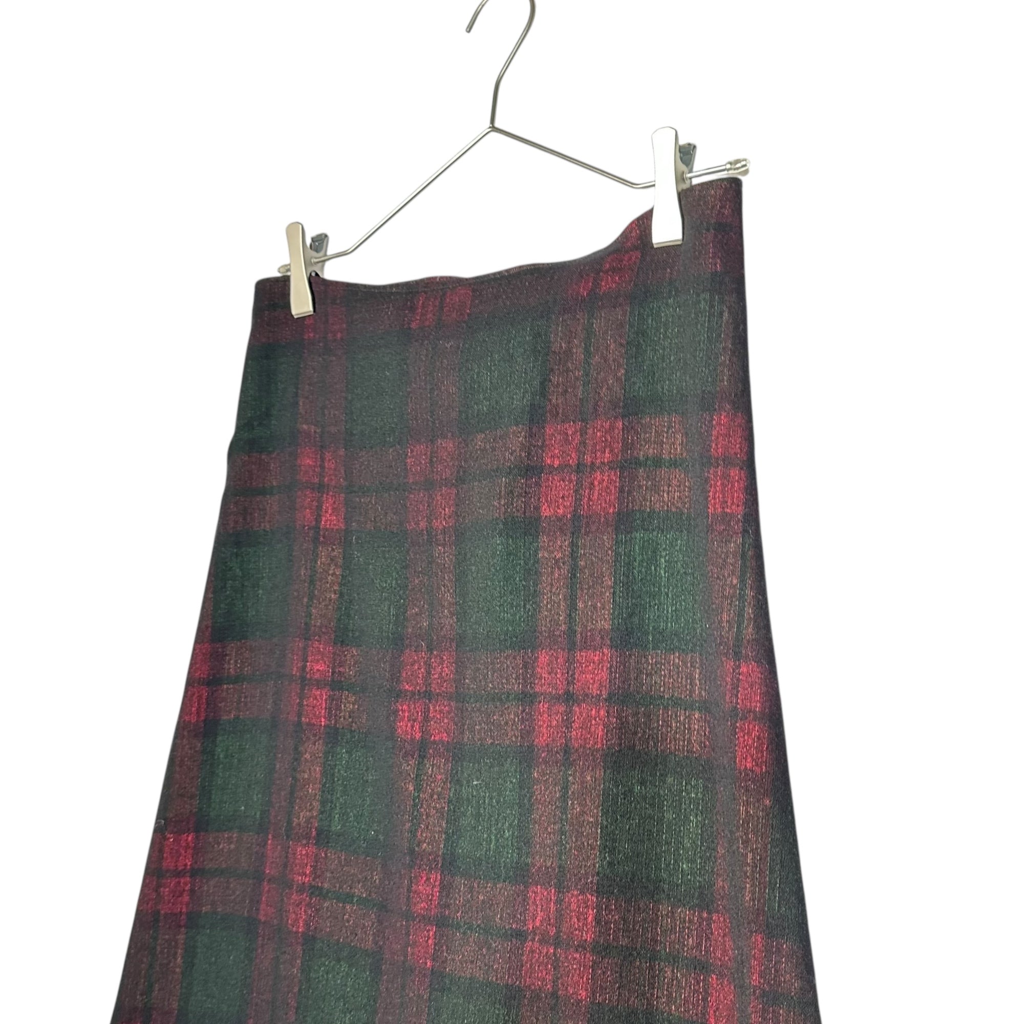 Y's(ワイズ) 00's Lace-up Back Openwork Check Long Skirt 00年代 バックレースアップ 透かし チェック ロング スカート YX-S07-103 S ブラック×レッド