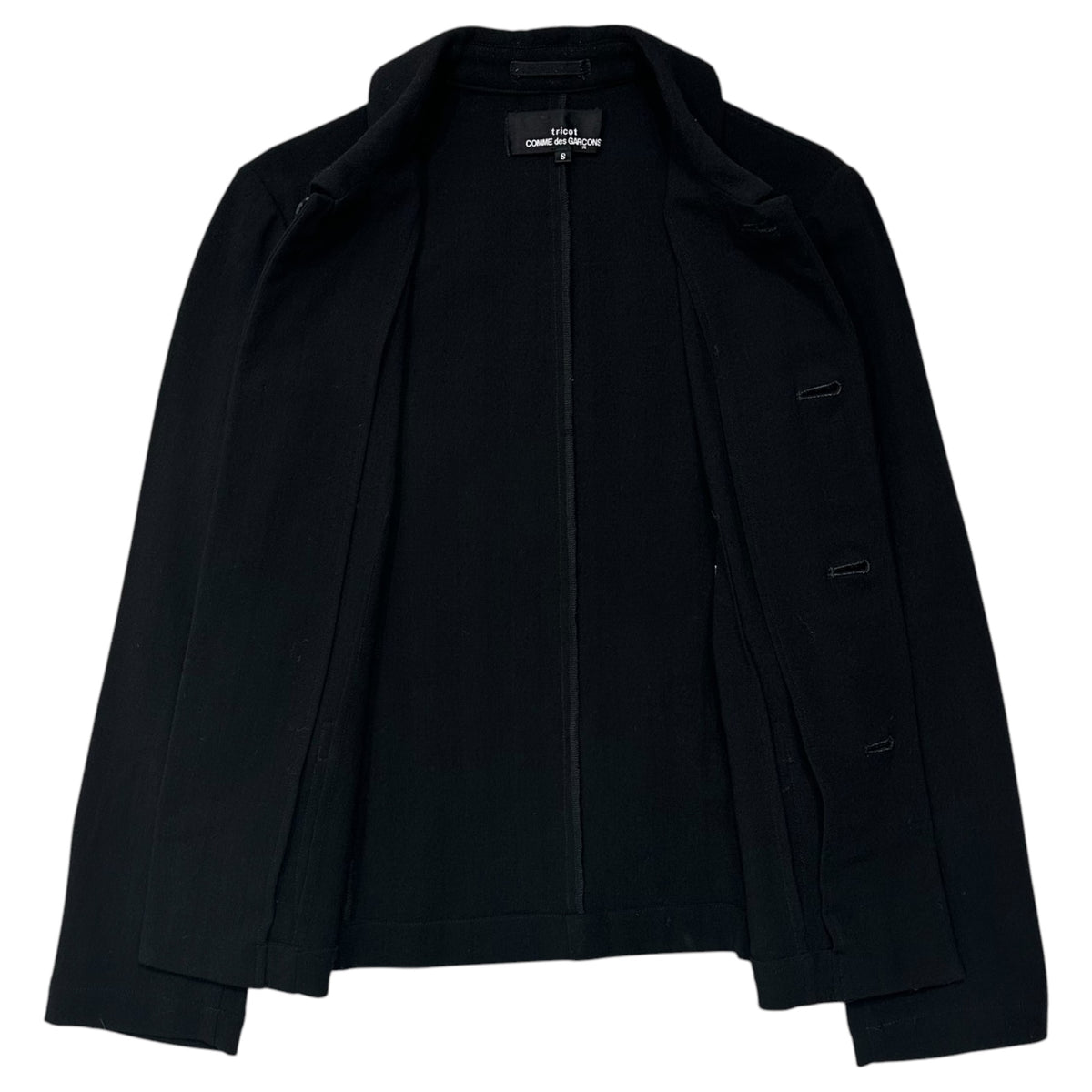 tricot COMME des GARCONS(トリココムデギャルソン) 2000AW Velour-Pocketed Round-Collar Short Coat ベロアポケット 丸襟 ショート コート TJ-04041S S ブラック AD2000 00s アーカイブ