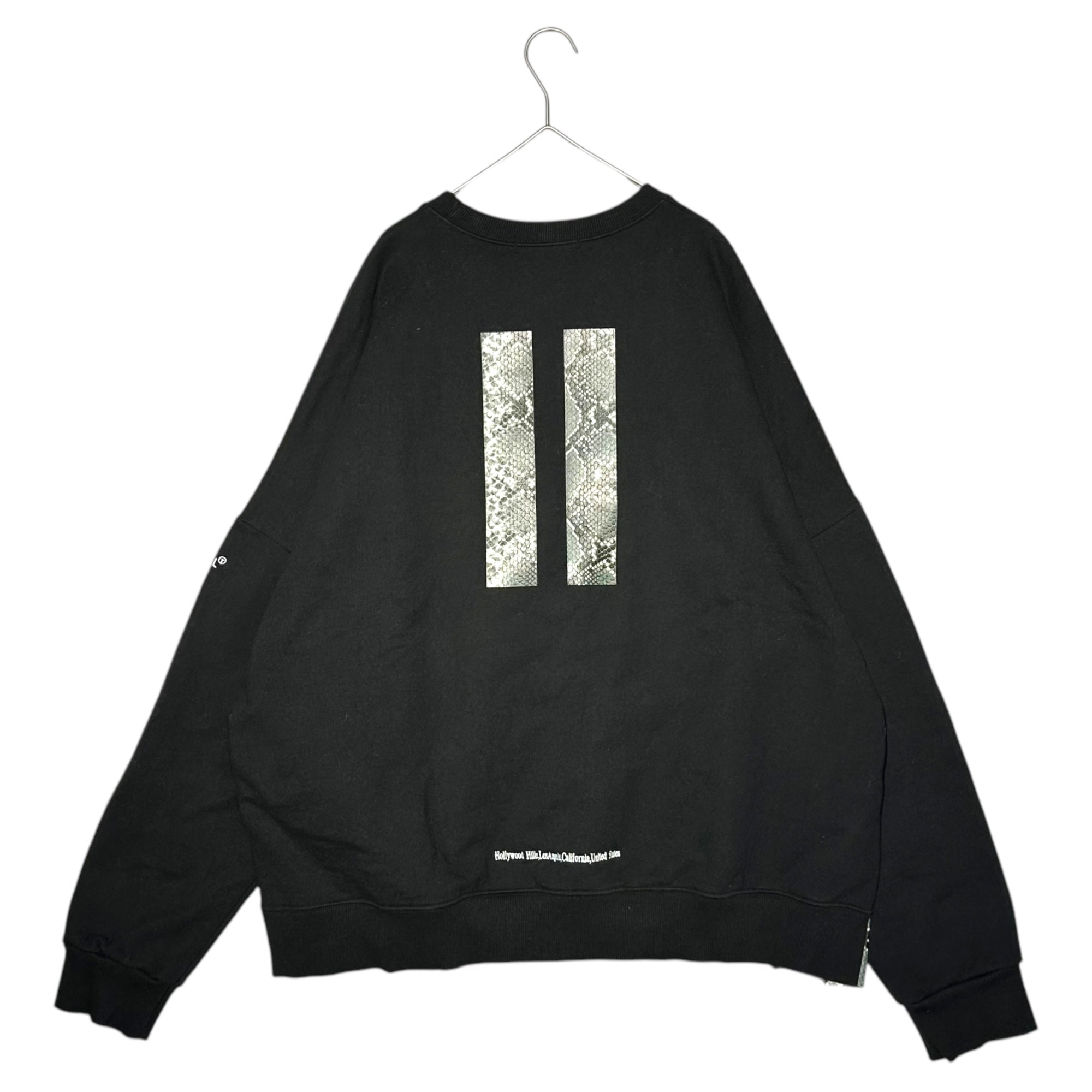 D/HILL(ディーヒル) "HOLLYWOOD PYTHON" Sweater Shirt パイソン エコ レザー 切替 クルーネック スウェット 表記無し(FREE) ブラック