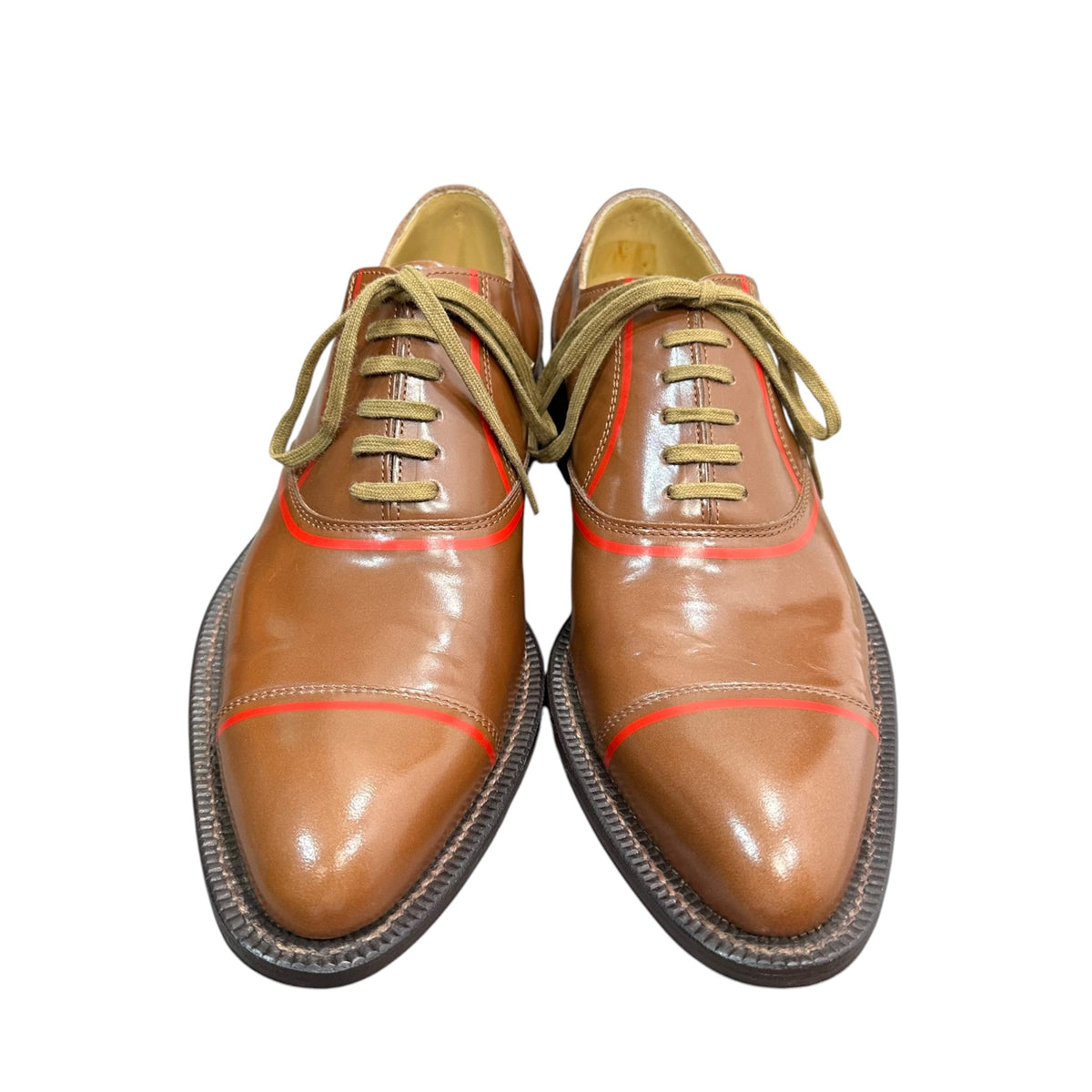 COMME des GARCONS HOMME PLUS(コムデギャルソンオムプリュス) 2000AW ”Docking Rock” Line dress shoes ドッキングロック ドレス シューズ PK-04102 25cm ブラウン×レッド 00's 革靴