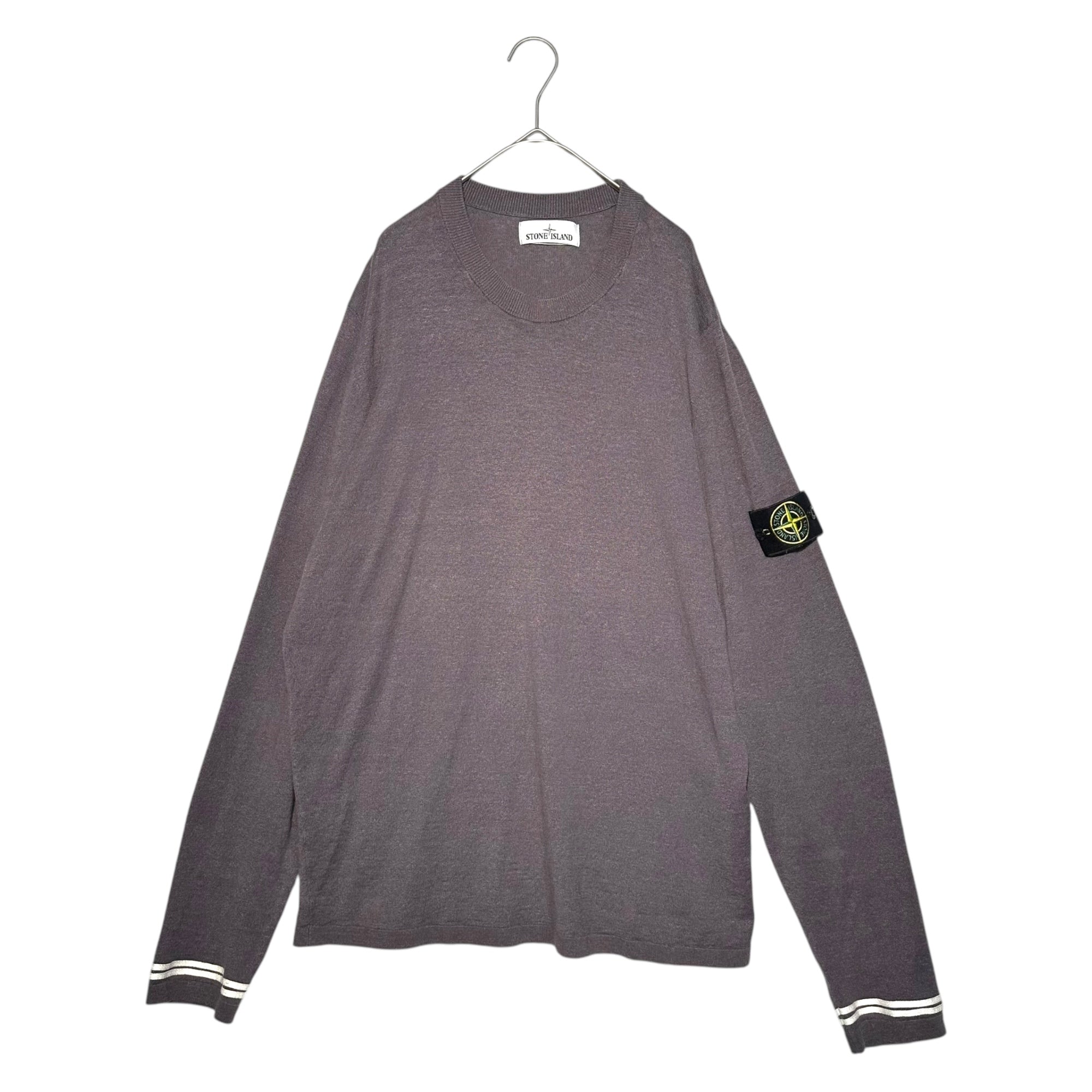 STONE ISLAND(ストーンアイランド) 19SS sleeve line linen crew neck knit 袖ライン リネン クルーネック ニット 7015516D3 L グレー カットソー サマーニット