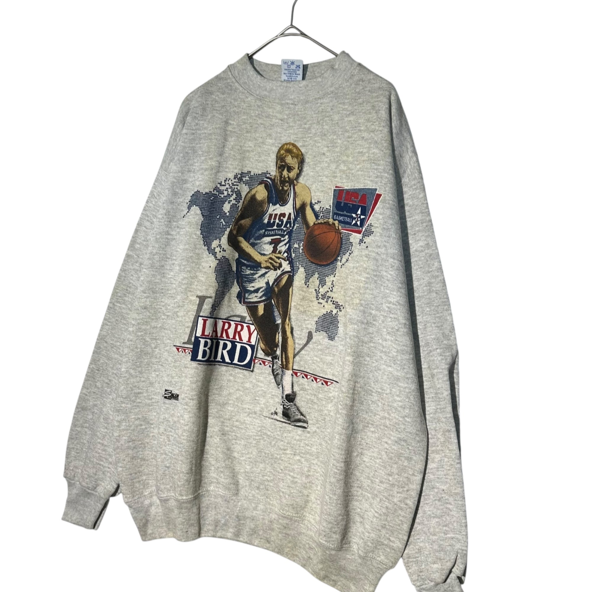 VINTAGE(ヴィンテージ) 90's ”Larry Bird” USA DREAM チーム Print sweatshirt 90年代 ラリーバード ドリーム チーム プリント スウェット NBA L グレー SALEM SPORTS WEARボディ バスケットボール