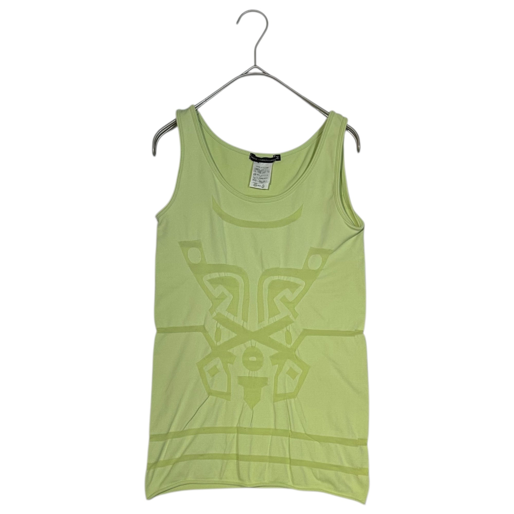 MARITHE FRANCOIS GIRBAUD(マリテフランソワジルボー) 00's Jacquard tank top ジャガード タンクトップ 2枚セット F5-6837 M グリーン×ライムグリーン Y2K