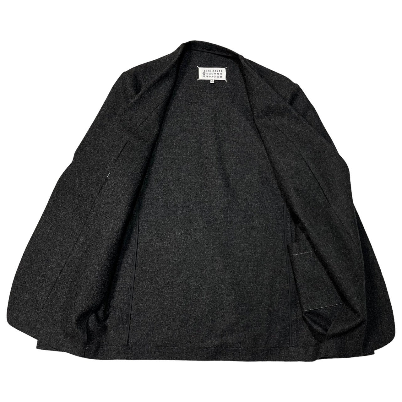 MAISON MARGIELA(メゾンマルジェラ) 19SS collarless jacket カラーレス ノーカラー ジャケット フランネルウール テーラード S50BN0392 44(S程度) Anthracitemelange ダークグレー ブラック系