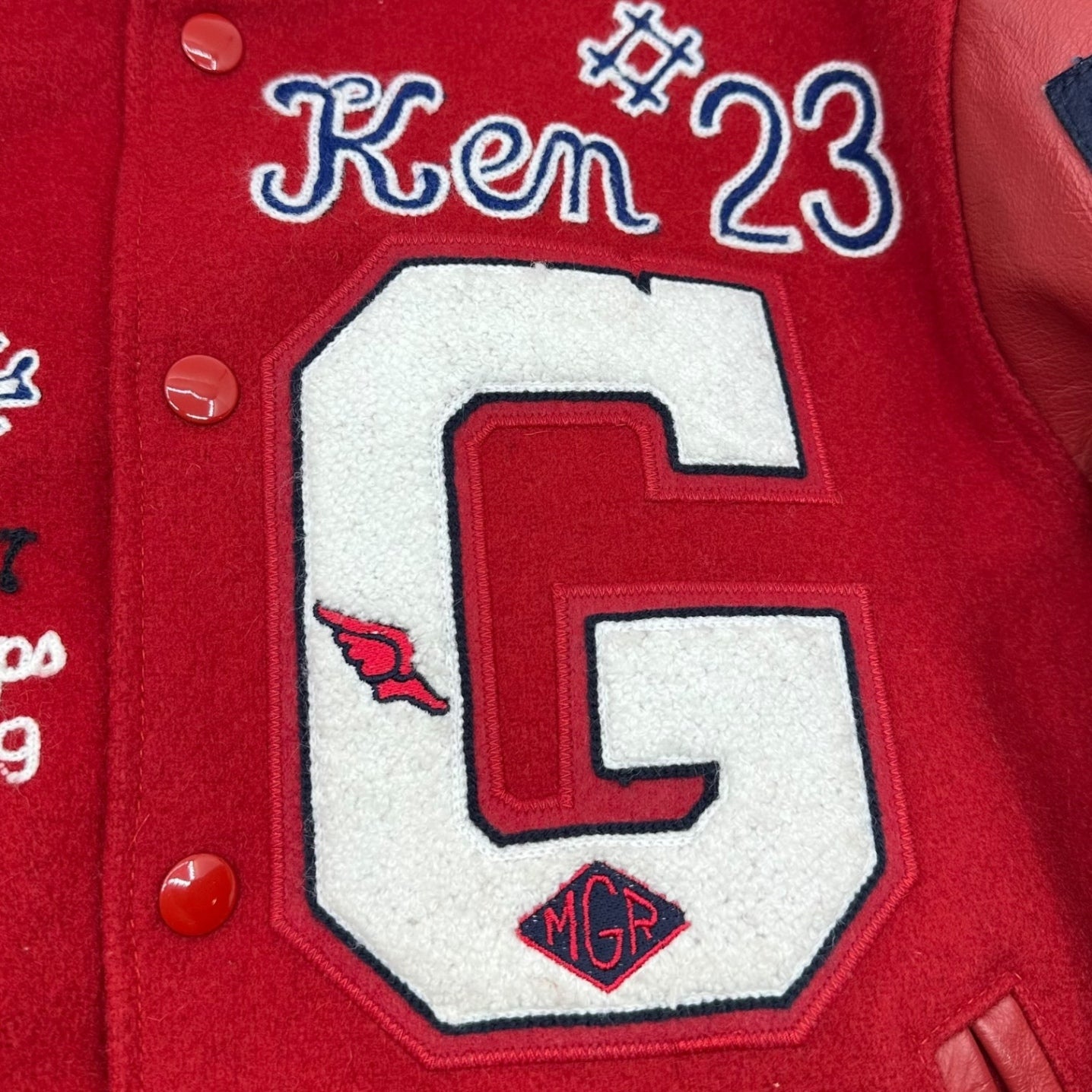 GOLDEN BEAR(ゴールデンベア) Ken & Bob Varsity Jacket ケン アンド ボブ ヴァーシティ ジャケット 袖レザー スタジャン S レッド 60年代ケンアンドボブ シグネチャーモデル