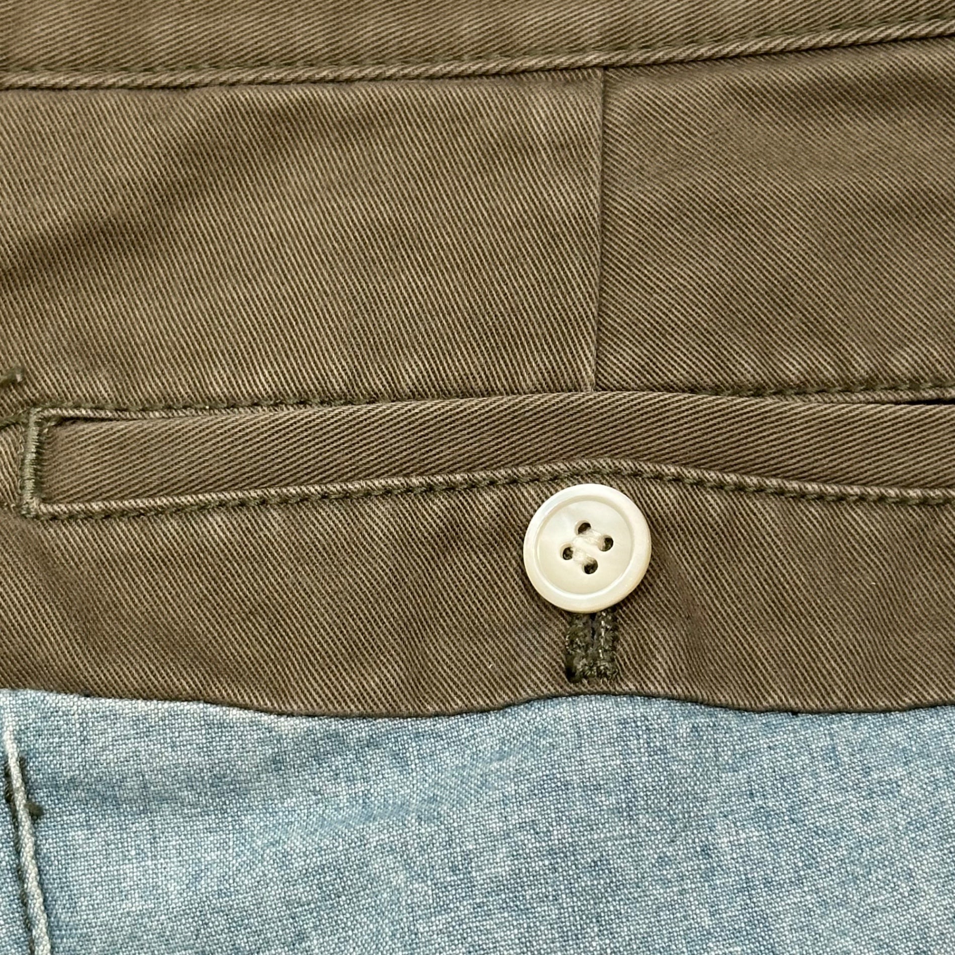 sacai(サカイ) 2013SS Cotton Chino Cloth Paneled Chambray Shorts コットン チノクロス 切替 シャンブレー ショーツ ハーフパンツ 13-00403M 2 ライトインディゴ×カーキ