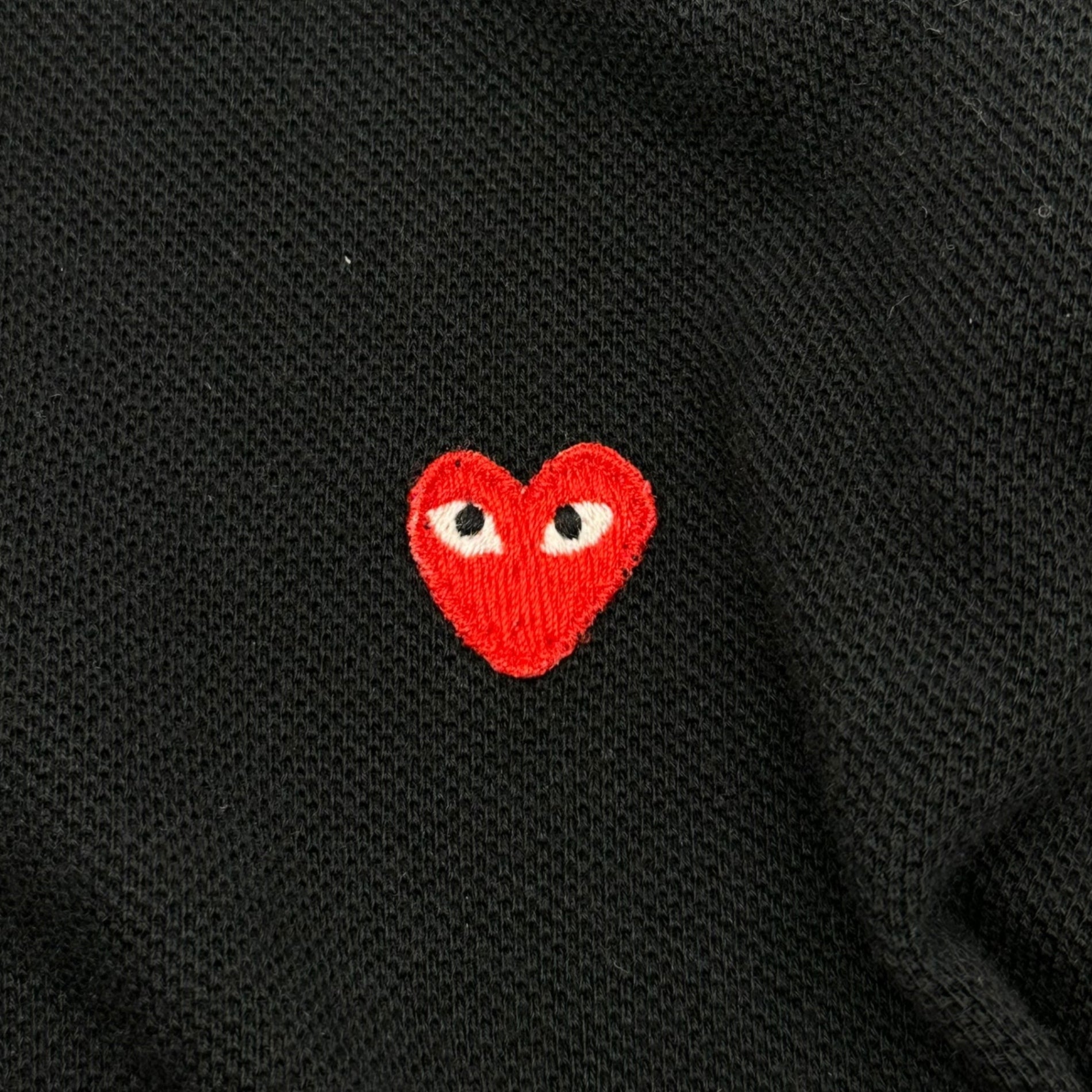 PLAY COMME des GARCONS(プレイコムデギャルソン) 14SS Heart Logo Polo Shirt ハートロゴ ポロシャツ AZ-T203 L ブラック×レッド AD2013