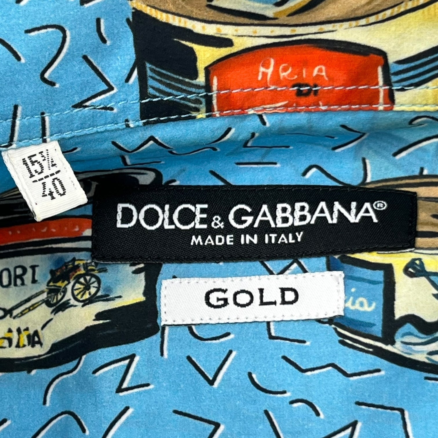 DOLCE&GABBANA(ドルチェ&ガッバーナドルガバ) Canned all over pattern long sleeve shirt 缶詰 総柄 長袖 シャツ G5EJ0T/FS570 40 ブルー