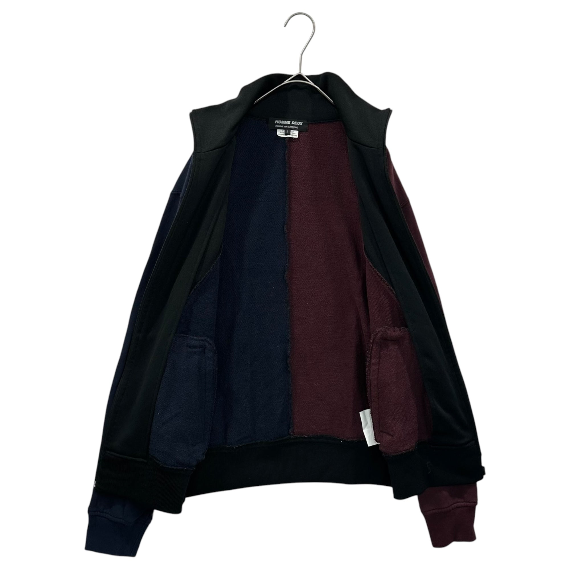 COMME des GARCONS HOMME DEUX(コムデギャルソンオムドゥ) 21AW Asymmetrical Zip-Up Track Jacket  アシンメトリー ジップアップ トラック ジャケット DH-T004 S ブラック×ワインレッド×ネイビー AD2021
