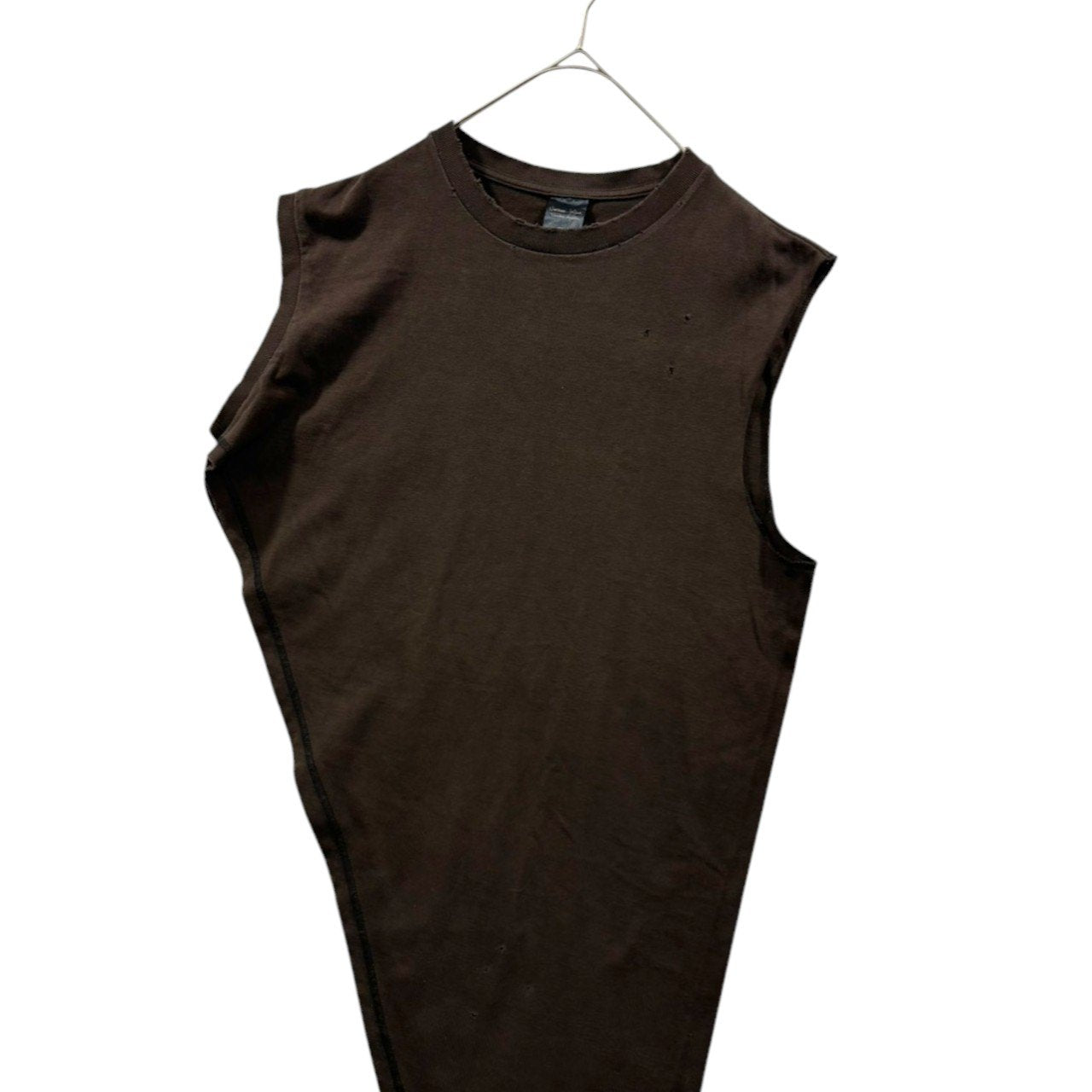 NUMBER (N)INE(ナンバーナイン) Night Crawler Distressed Asymmetrical Sleeveless T-Shirt ダメージ加工 アシンメトリー ノースリーブ Tシャツ 3(M) ブラウン 通称：エミリー期