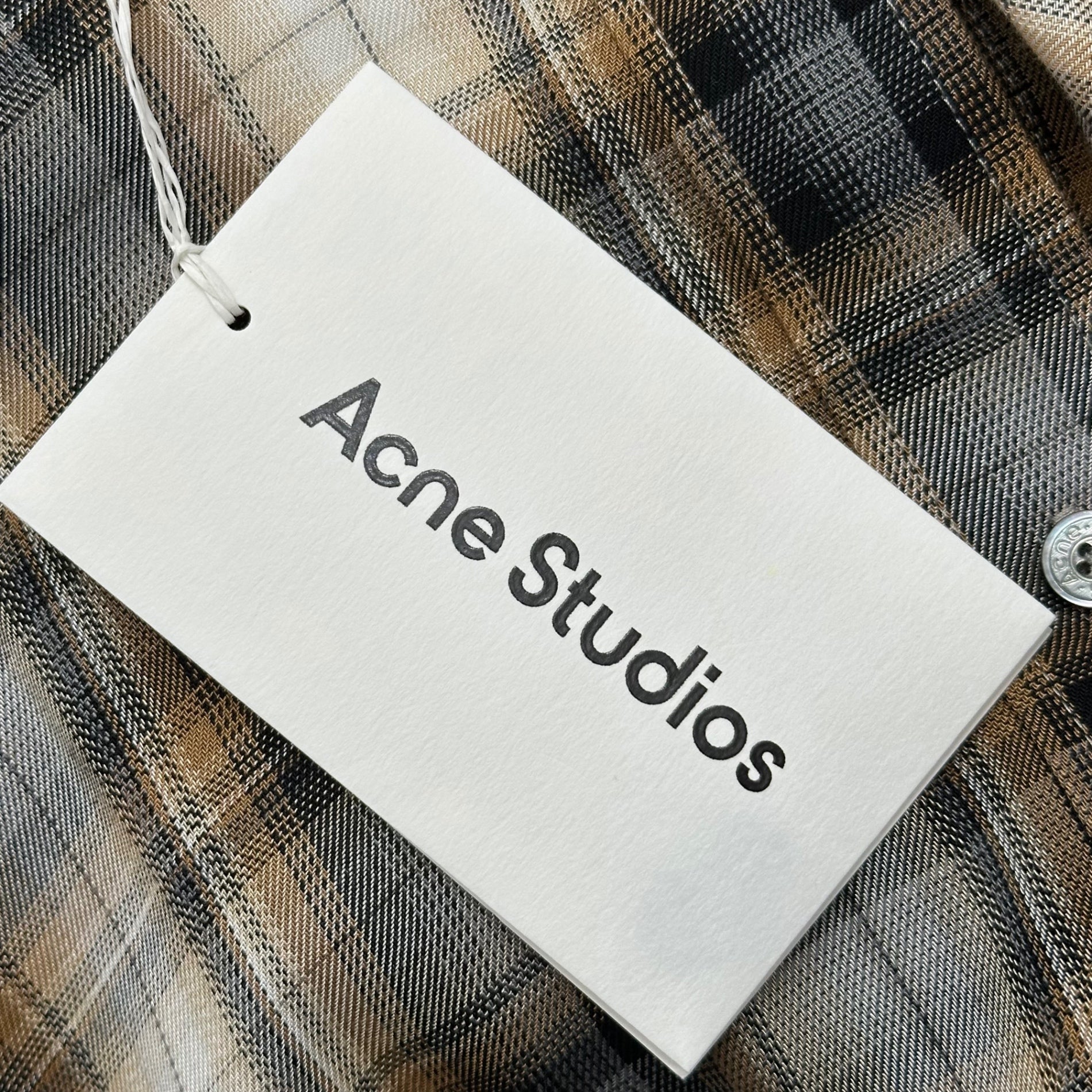 Acne Studios(アクネストゥディオズ) 25AW Hooded overshirt フード付き オーバー シャツ FN-WN-BLOU001157 38 ベージュ×ブラウン オンブレ チェック パーカー