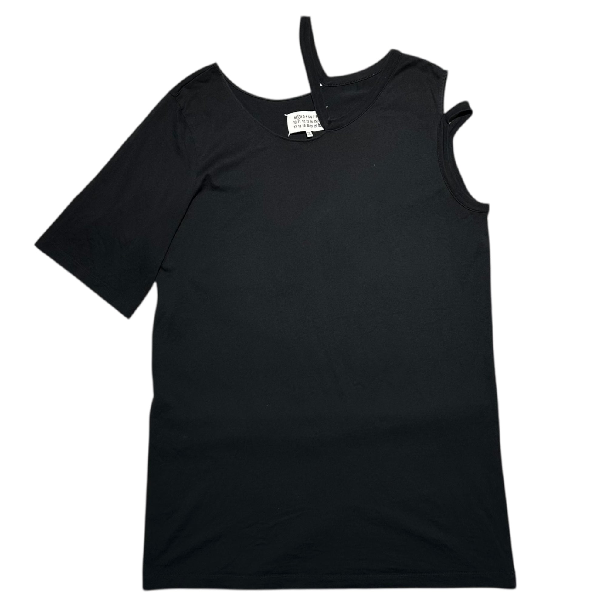MAISON MARGIELA(メゾンマルジェラ) 18SS Asymmetry sleeve T-Shirt アシンメトリー スリーブ Tシャツ S51GC0393 M ブラック ①ライン 半袖