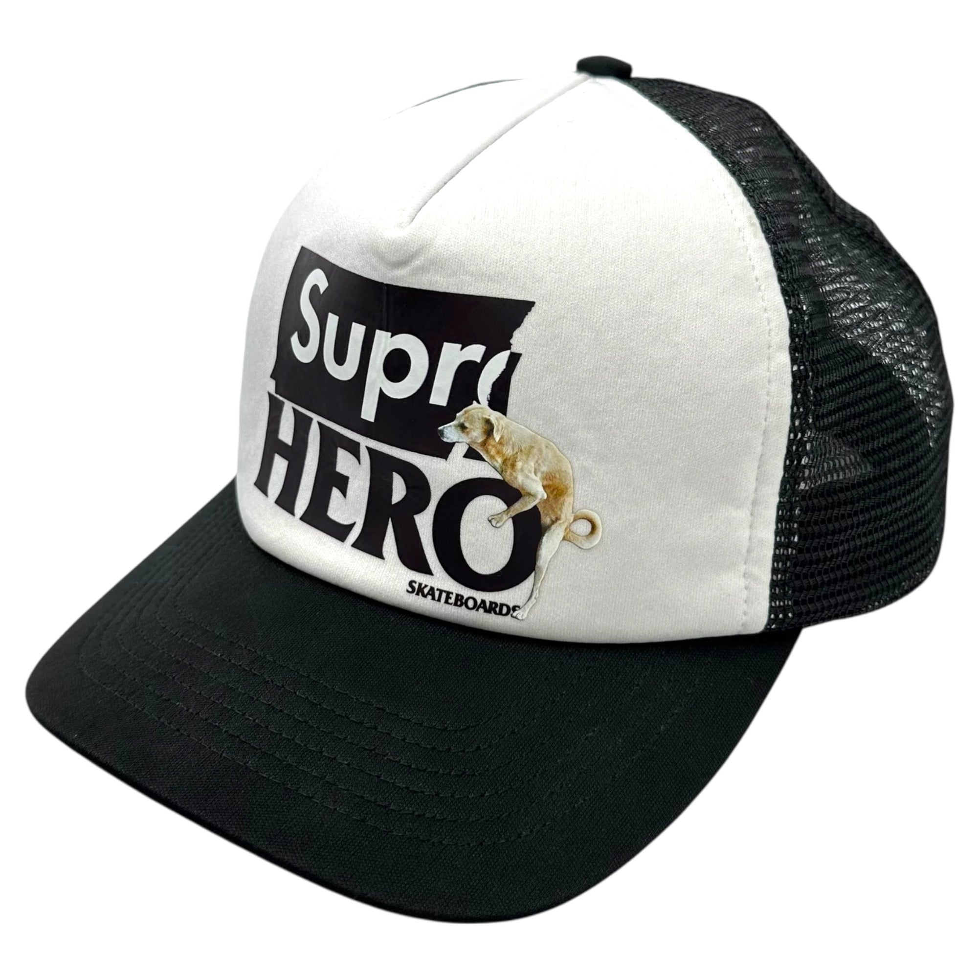 SUPREME×ANTIHERO(シュプリーム×アンタイヒーロー) 22SS Mesh Back 5-Panel メッシュ 5パネル キャップ ブラック×ホワイト コラボ 帽子