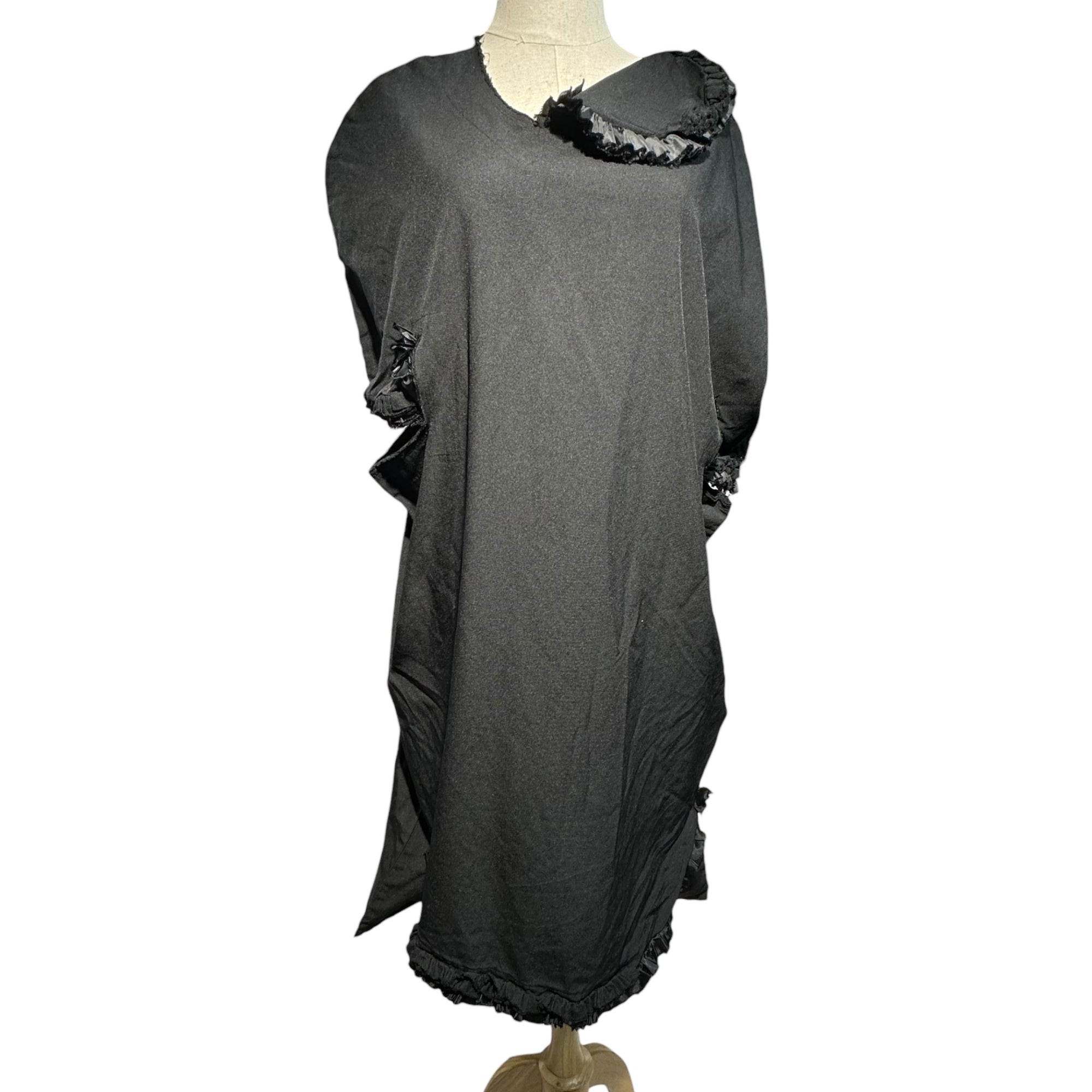 COMME des GARCONS(コムデギャルソン) 14SS Product-dyed Asymmetrical Distorted Frill Dress 製品染め アシンメトリー 変形 フリル ワンピース GM-O002 S ブラック AD2013 服でない服期